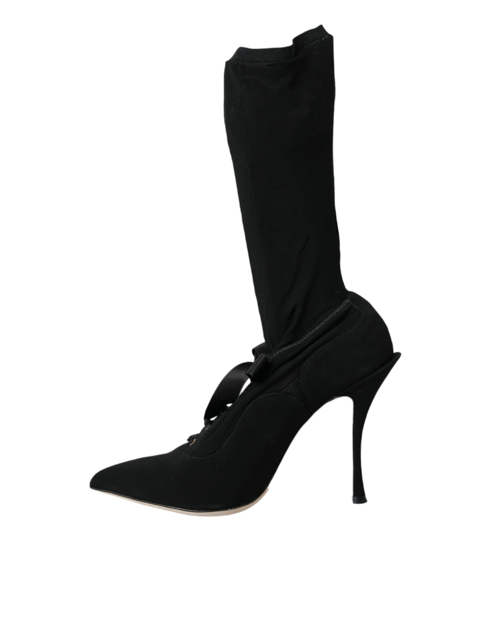 Dolce & Gabbana Black Stiletto Heels Mid Calf Boots Shoes | Fashionsarah.com