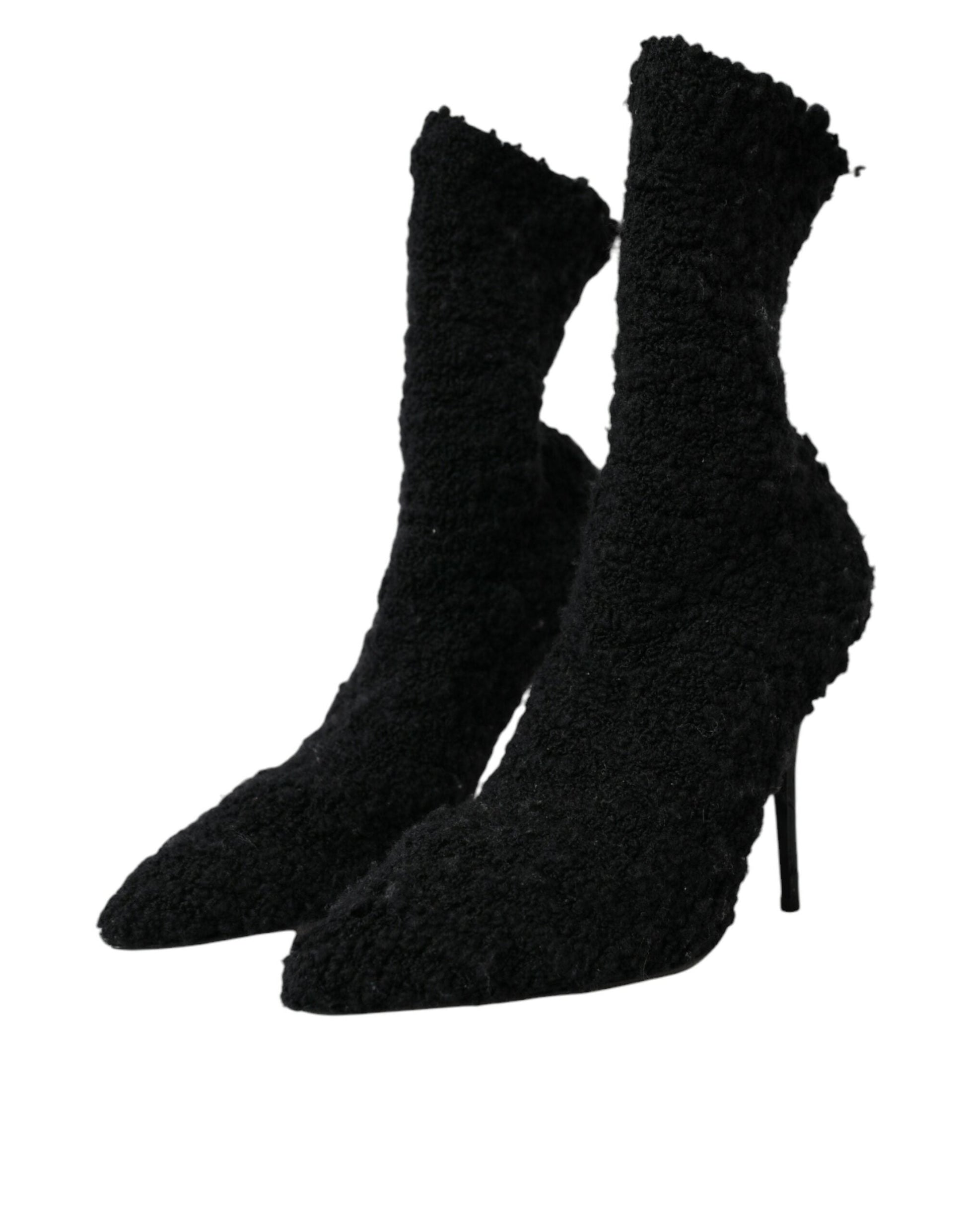 Dolce & Gabbana Black Stiletto Heels Mid Calf Boots Shoes | Fashionsarah.com