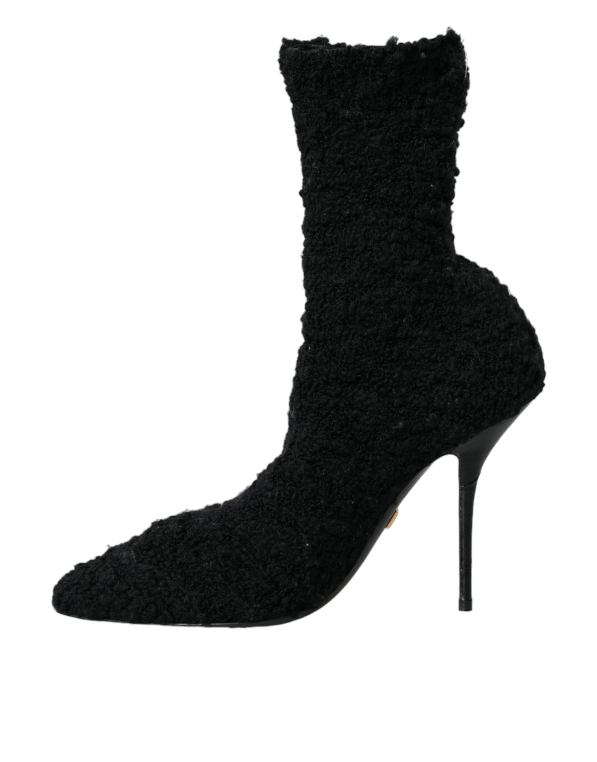 Dolce & Gabbana Black Stiletto Heels Mid Calf Boots Shoes | Fashionsarah.com