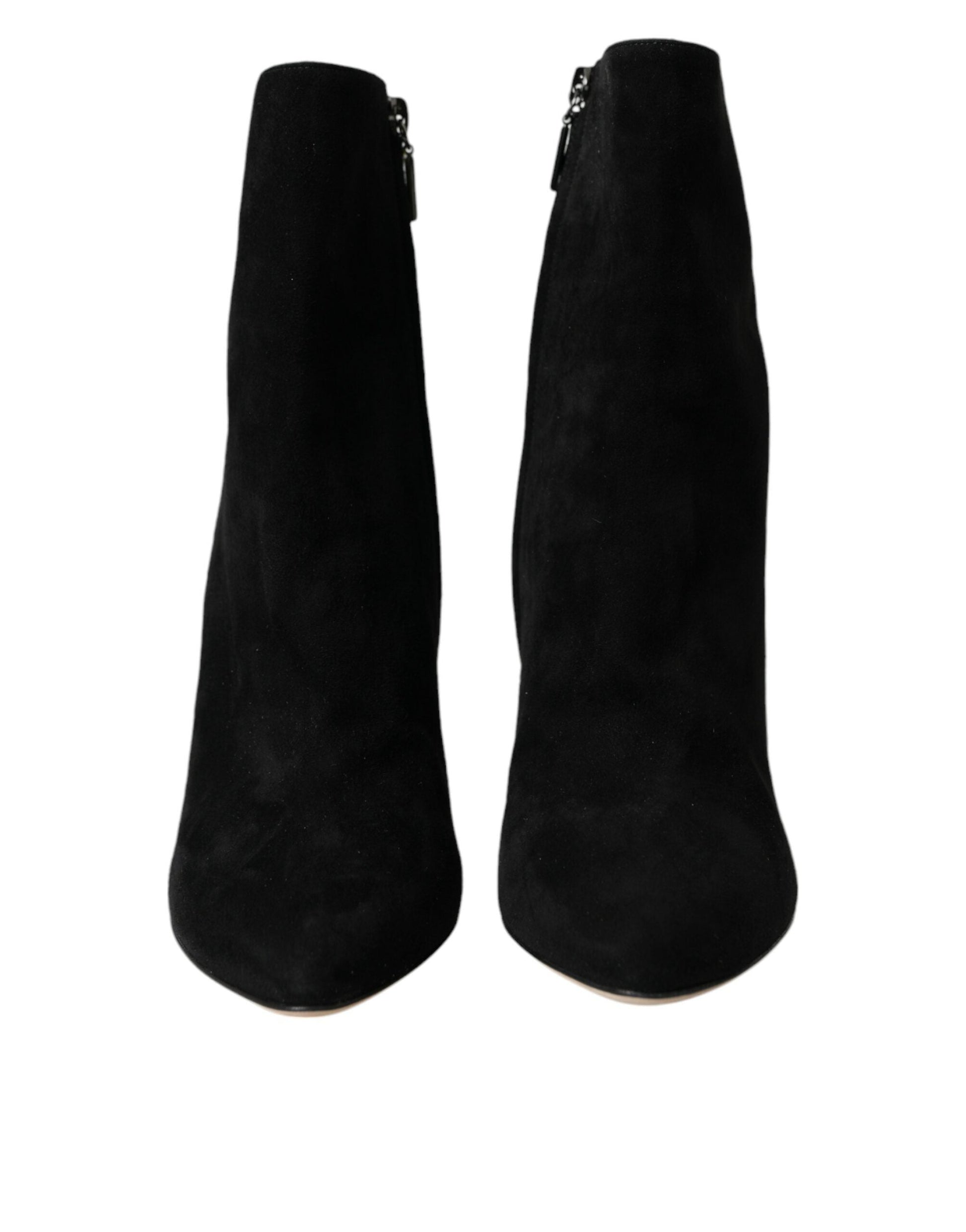 Dolce & Gabbana Black Suede Leather Ankle Heels Boots Shoes | Fashionsarah.com