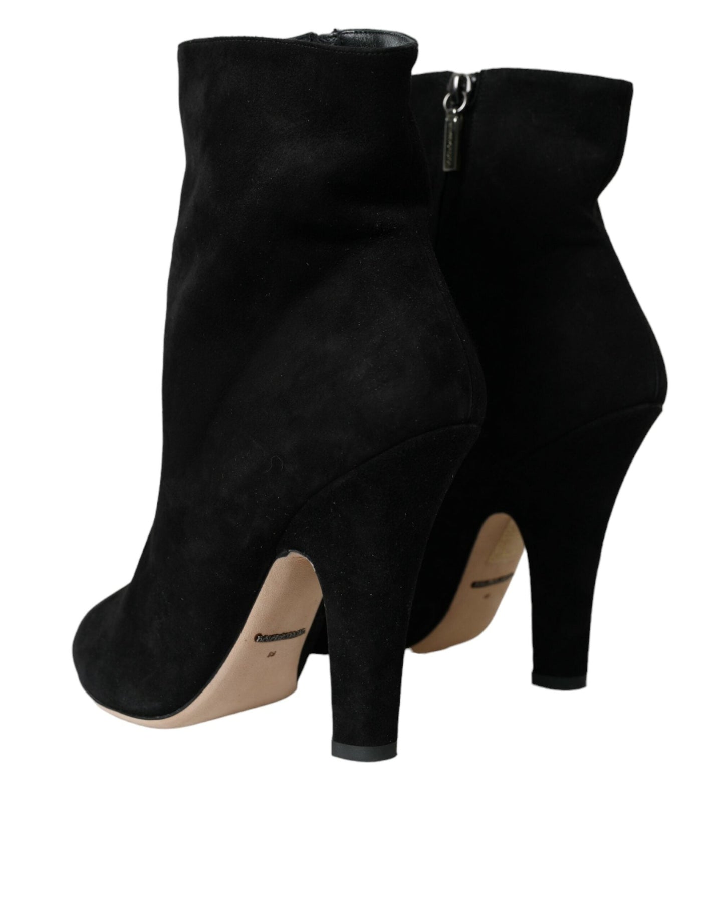 Dolce & Gabbana Black Suede Leather Ankle Heels Boots Shoes | Fashionsarah.com