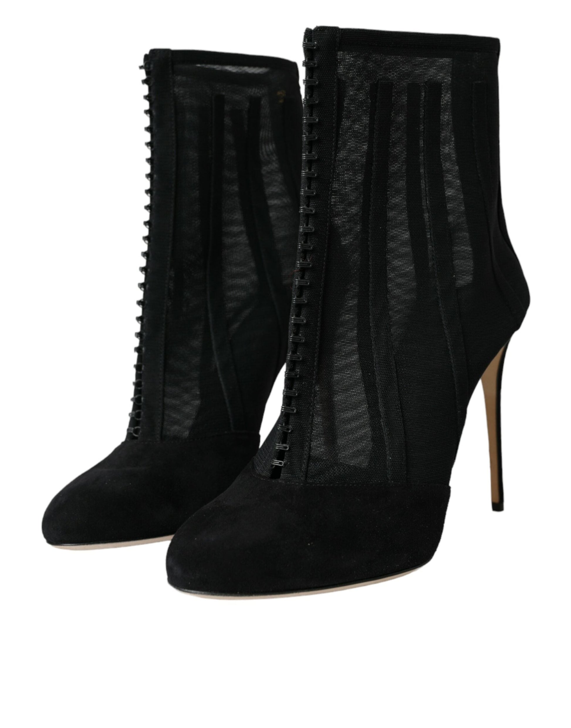 Dolce & Gabbana Black Mesh Stiletto Heels Ankle Boots Shoes | Fashionsarah.com