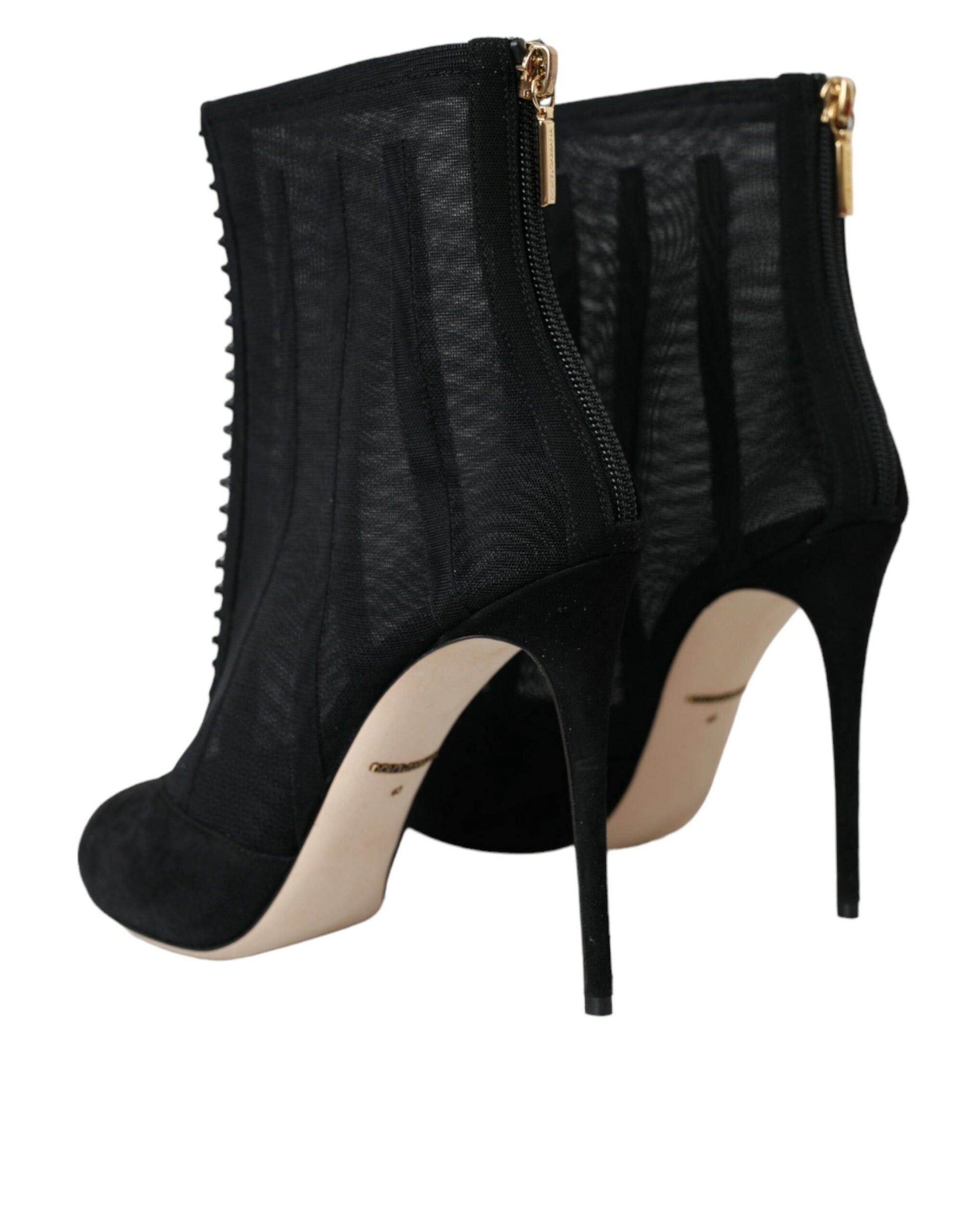 Dolce & Gabbana Black Mesh Stiletto Heels Ankle Boots Shoes | Fashionsarah.com