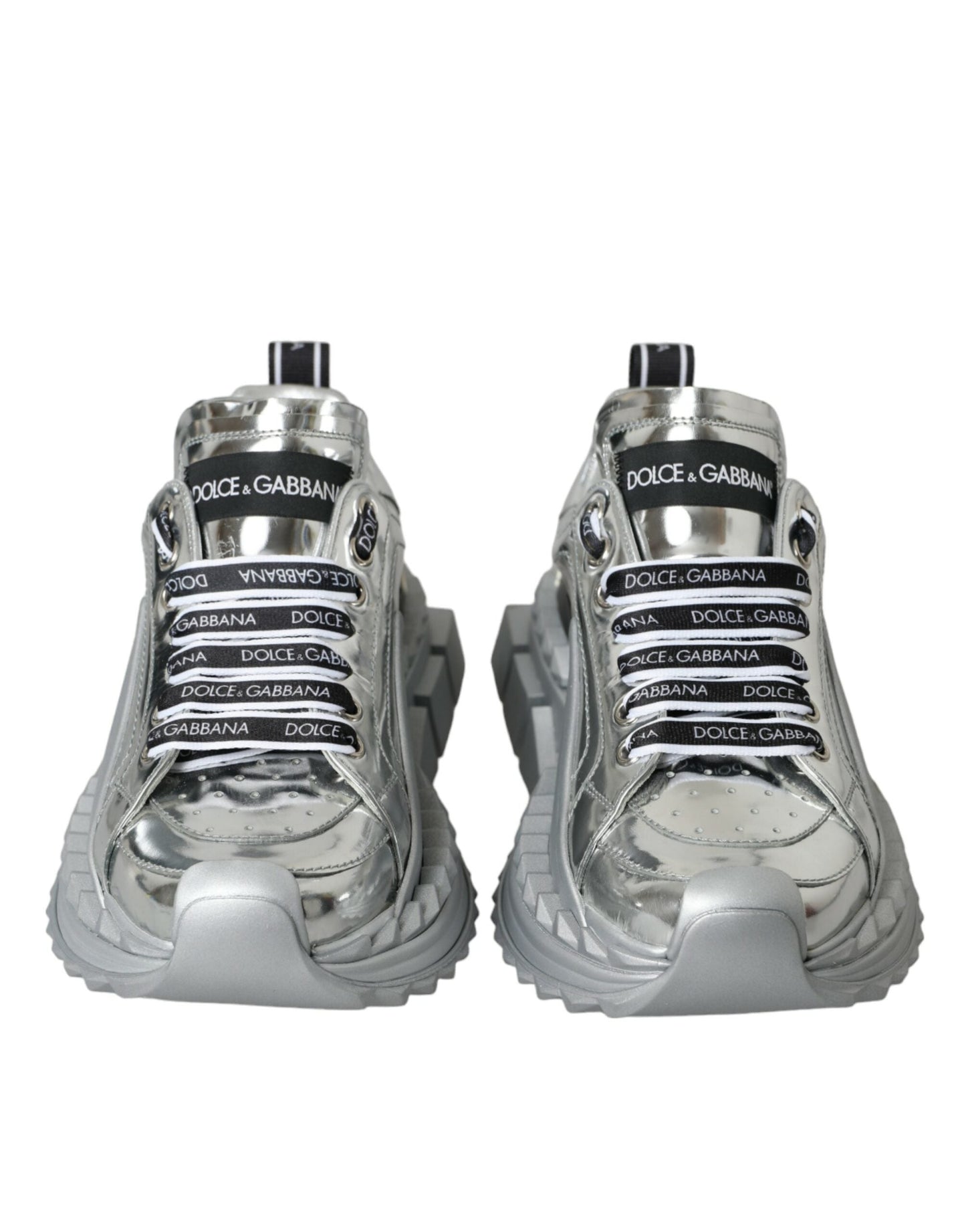 Dolce & Gabbana Silver Leather Super Queen Sneakers Shoes | Fashionsarah.com