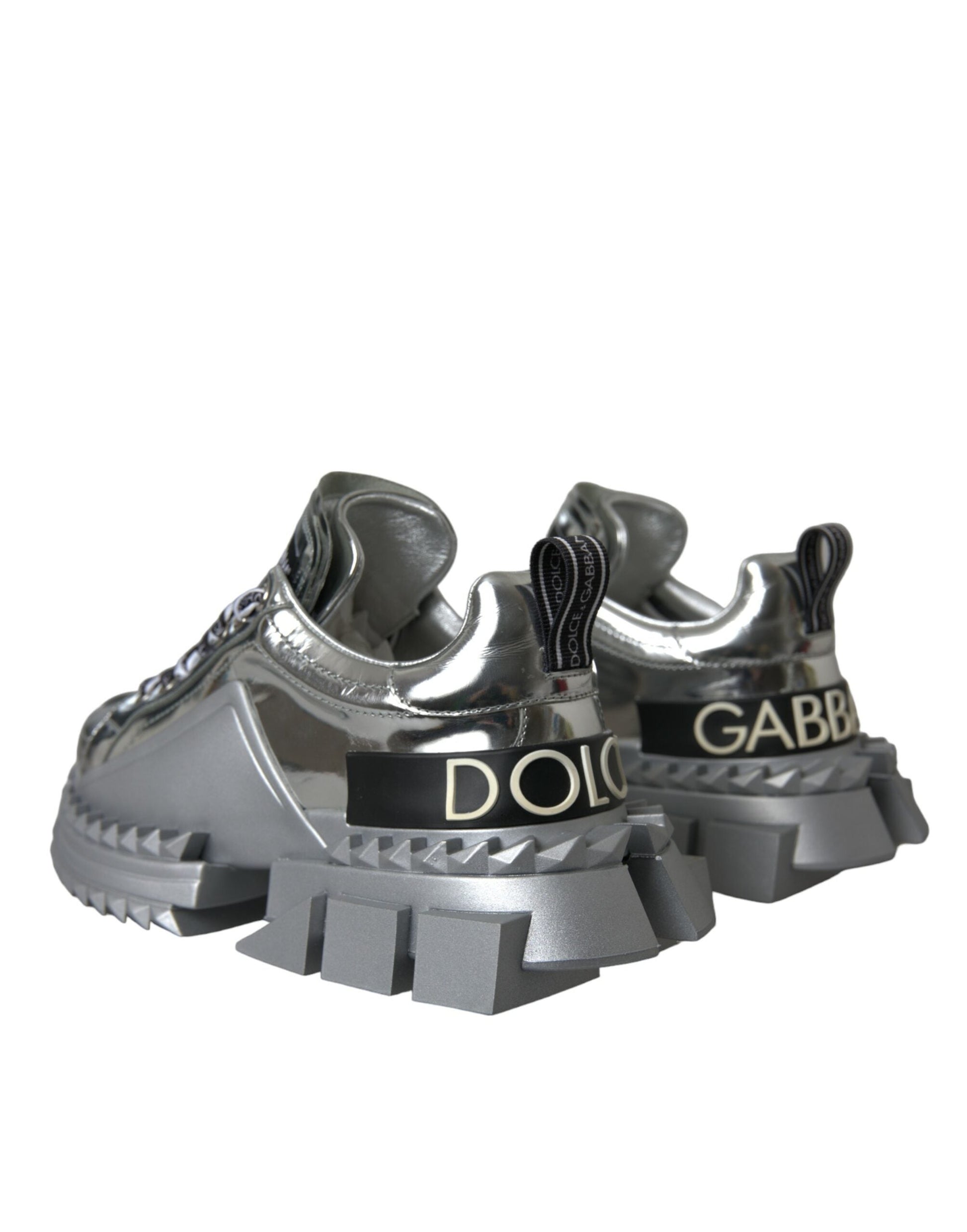 Dolce & Gabbana Silver Leather Super Queen Sneakers Shoes | Fashionsarah.com