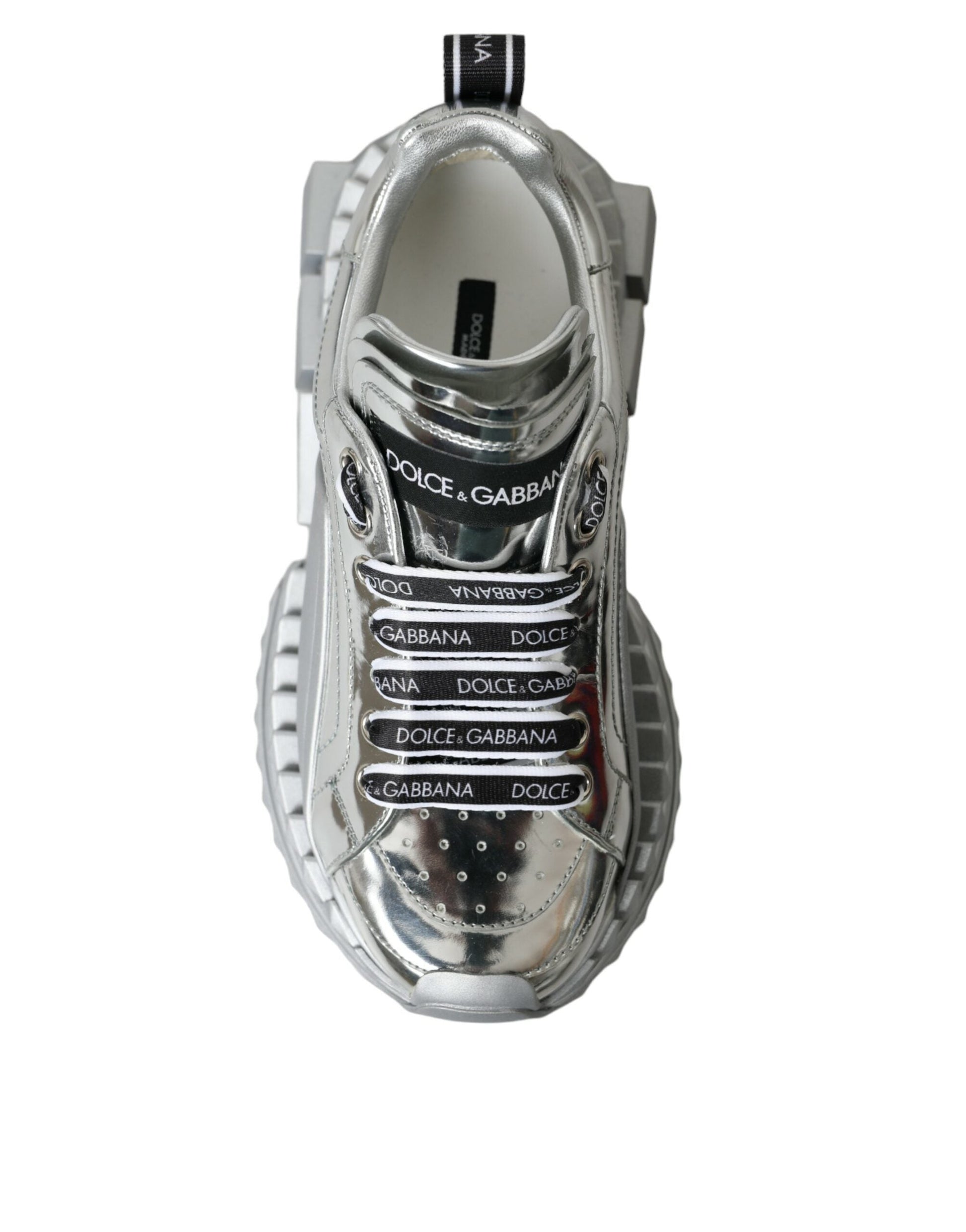 Dolce & Gabbana Silver Leather Super Queen Sneakers Shoes | Fashionsarah.com