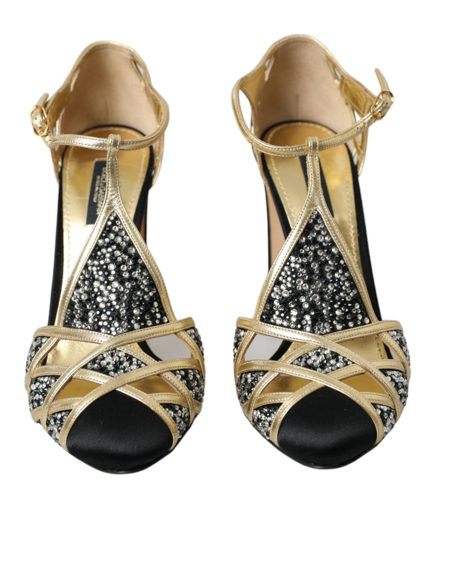 Dolce & Gabbana Black Suede Gold Embellished Heels Pump Shoes | Fashionsarah.com