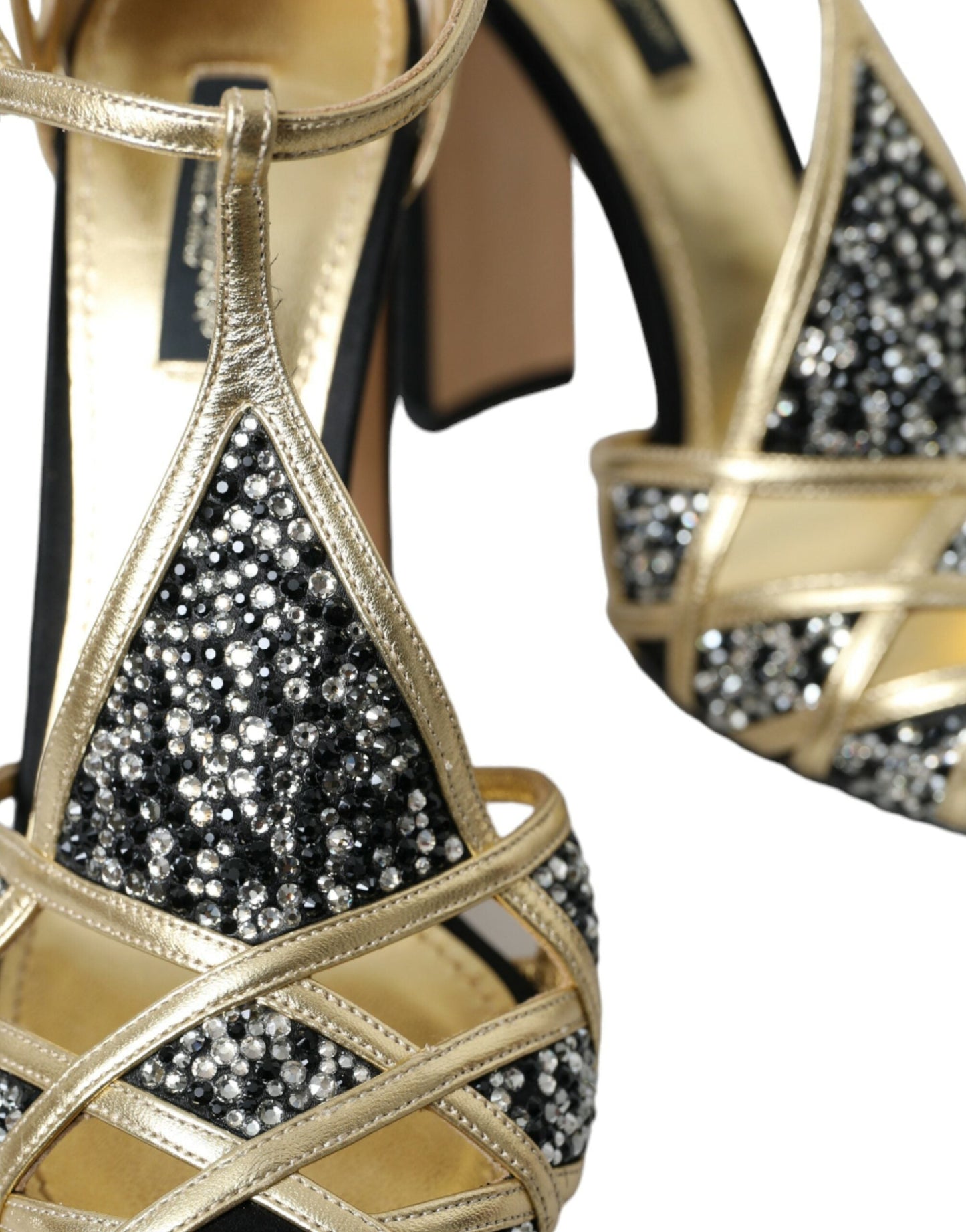 Dolce & Gabbana Black Suede Gold Embellished Heels Pump Shoes | Fashionsarah.com