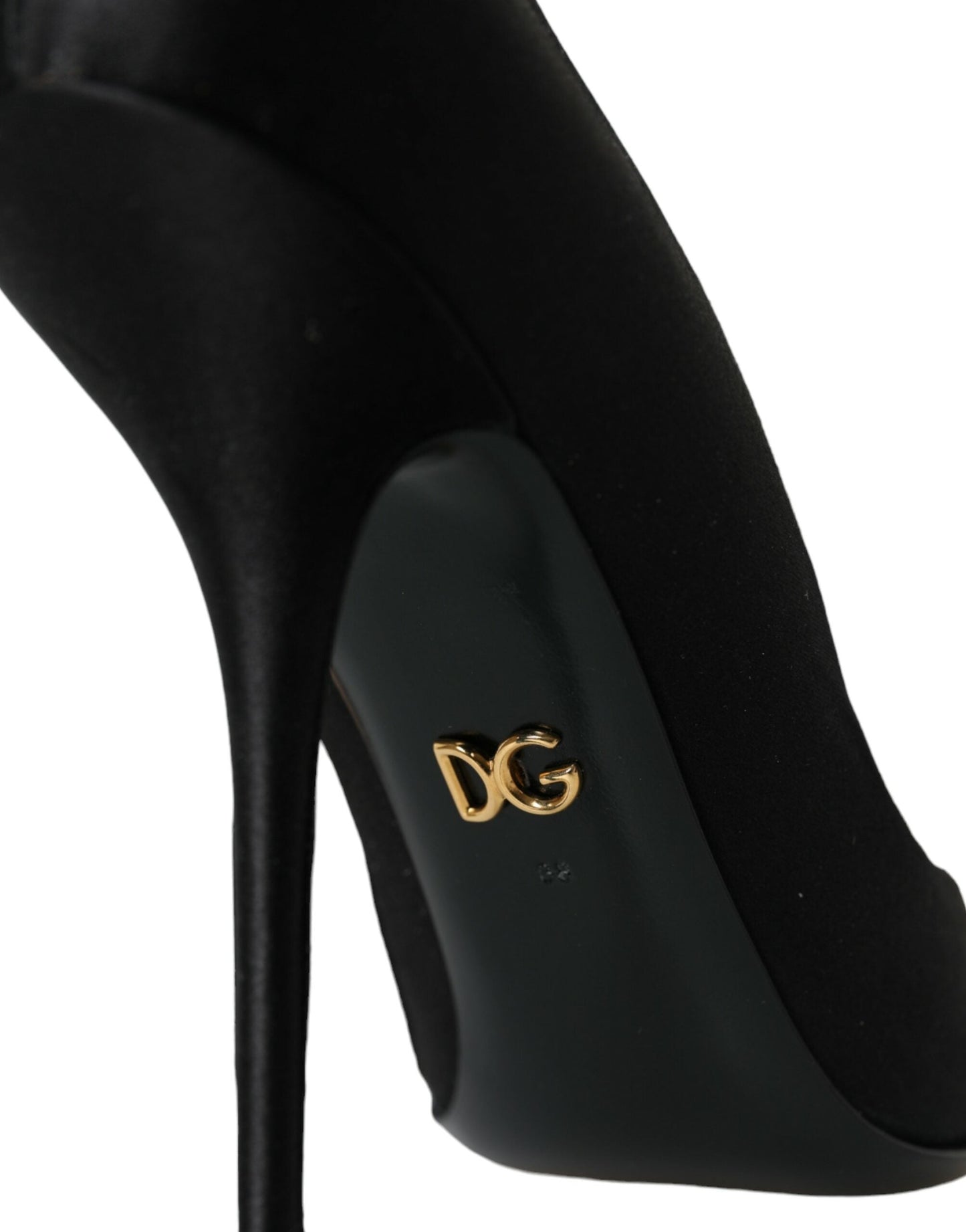 Dolce & Gabbana Black Satin Bow Embellished Heels Pumps Shoes | Fashionsarah.com