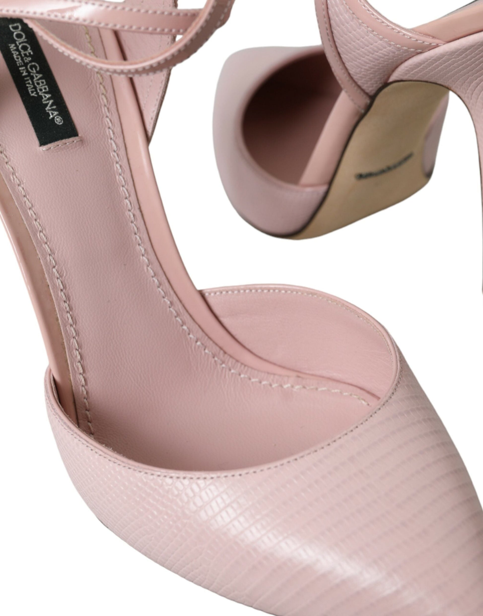 Dolce & Gabbana Pink Leather Ankle Strap Heels Pumps Shoes | Fashionsarah.com