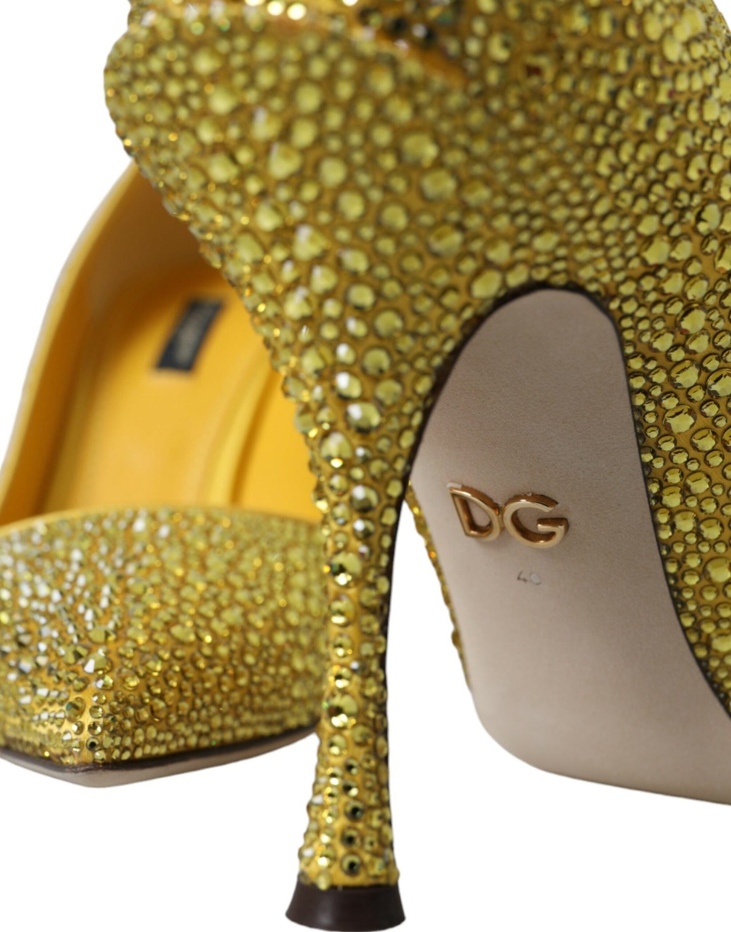 Dolce & Gabbana Yellow Strass Crystal Heels Pumps Shoes | Fashionsarah.com