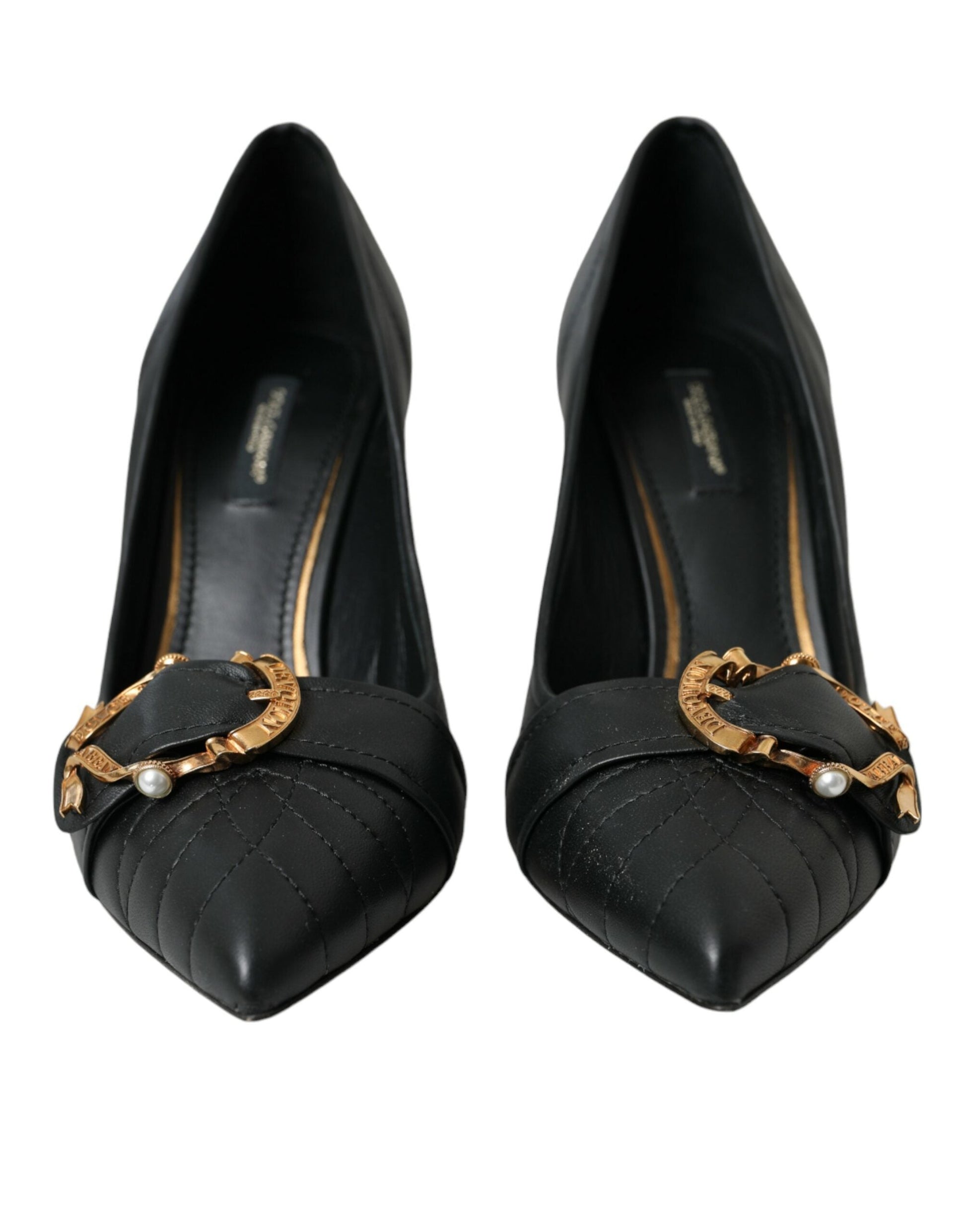 Dolce & Gabbana Black Devotion Leather Heels Pumps Shoes | Fashionsarah.com