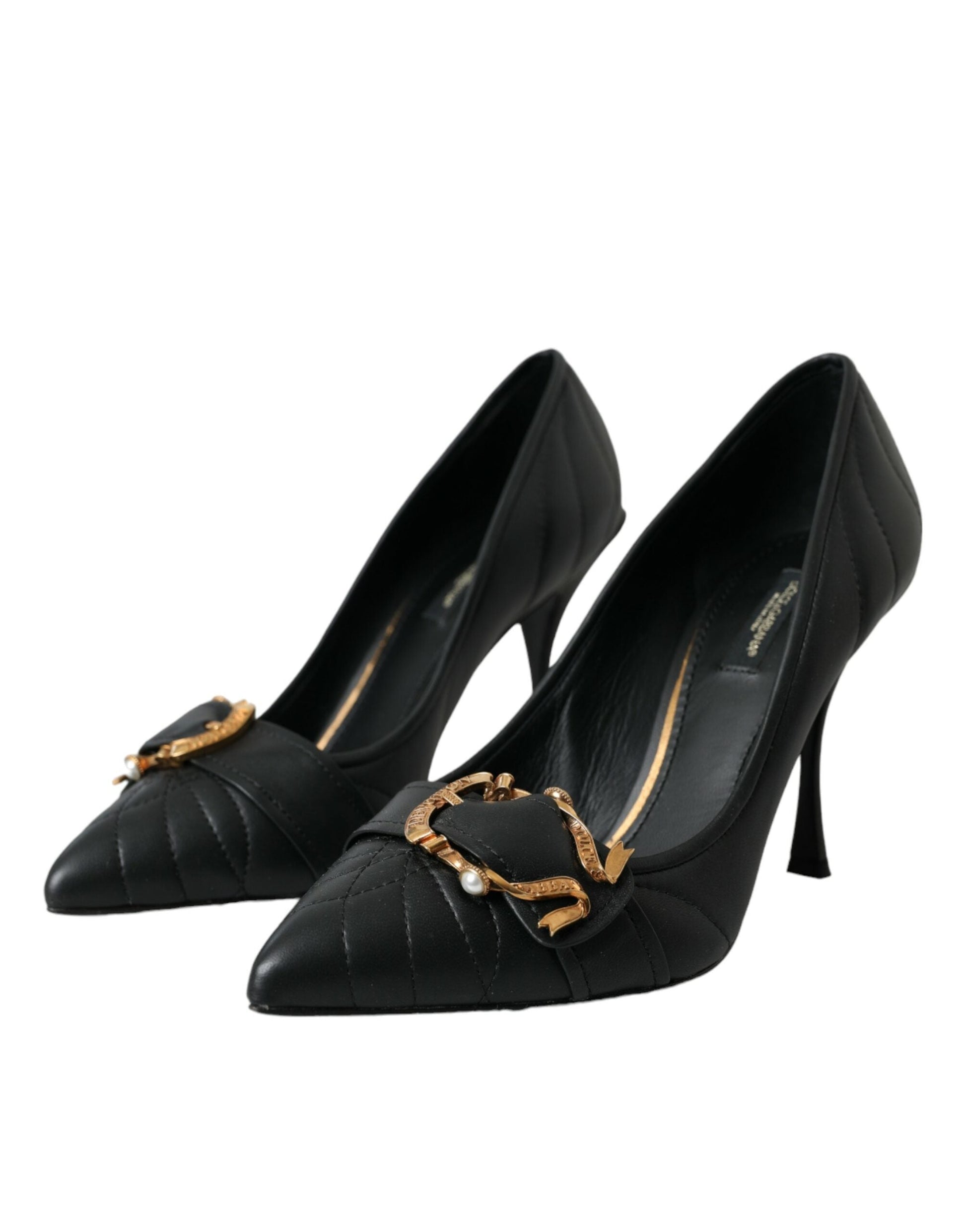 Dolce & Gabbana Black Devotion Leather Heels Pumps Shoes | Fashionsarah.com