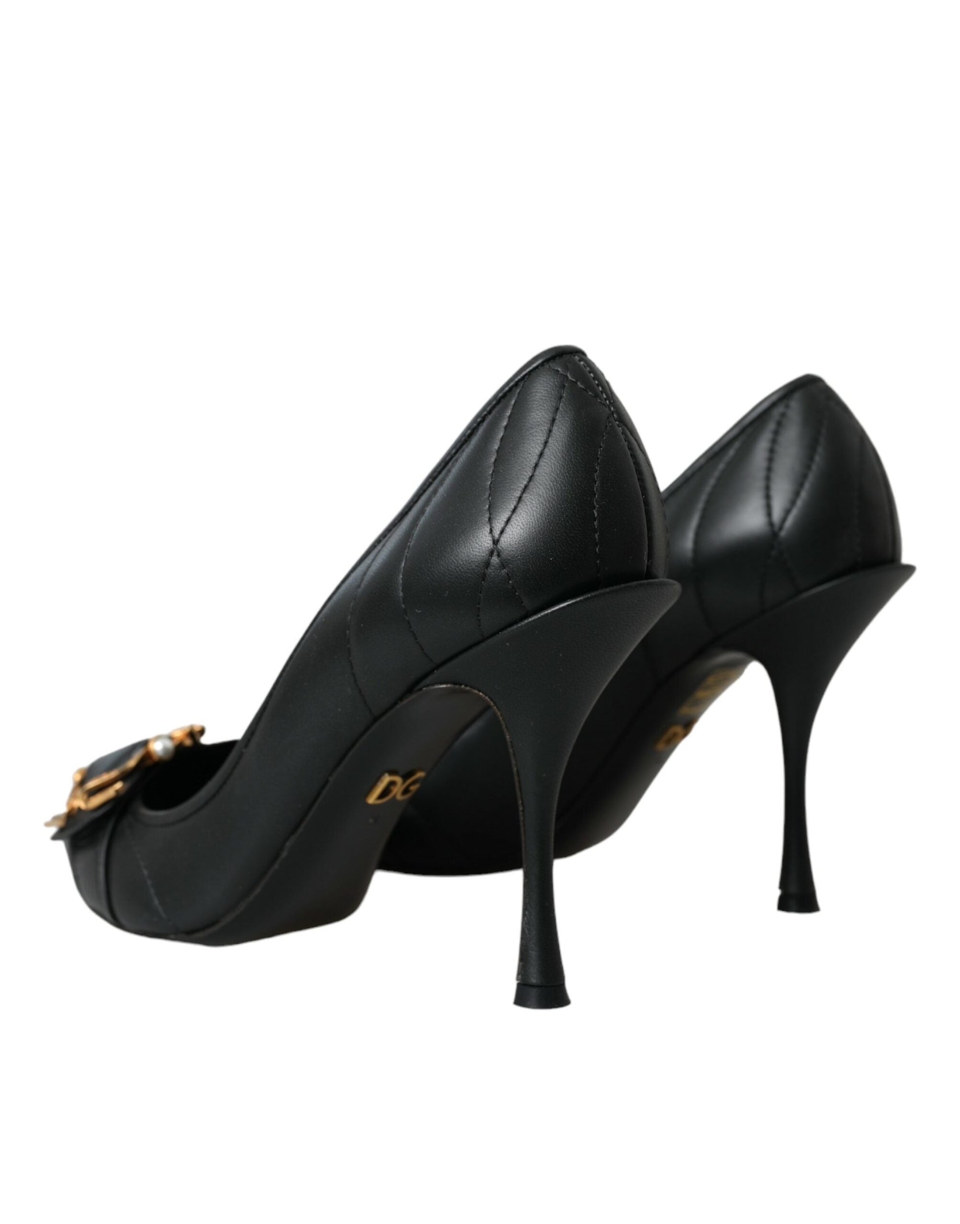 Dolce & Gabbana Black Devotion Leather Heels Pumps Shoes | Fashionsarah.com