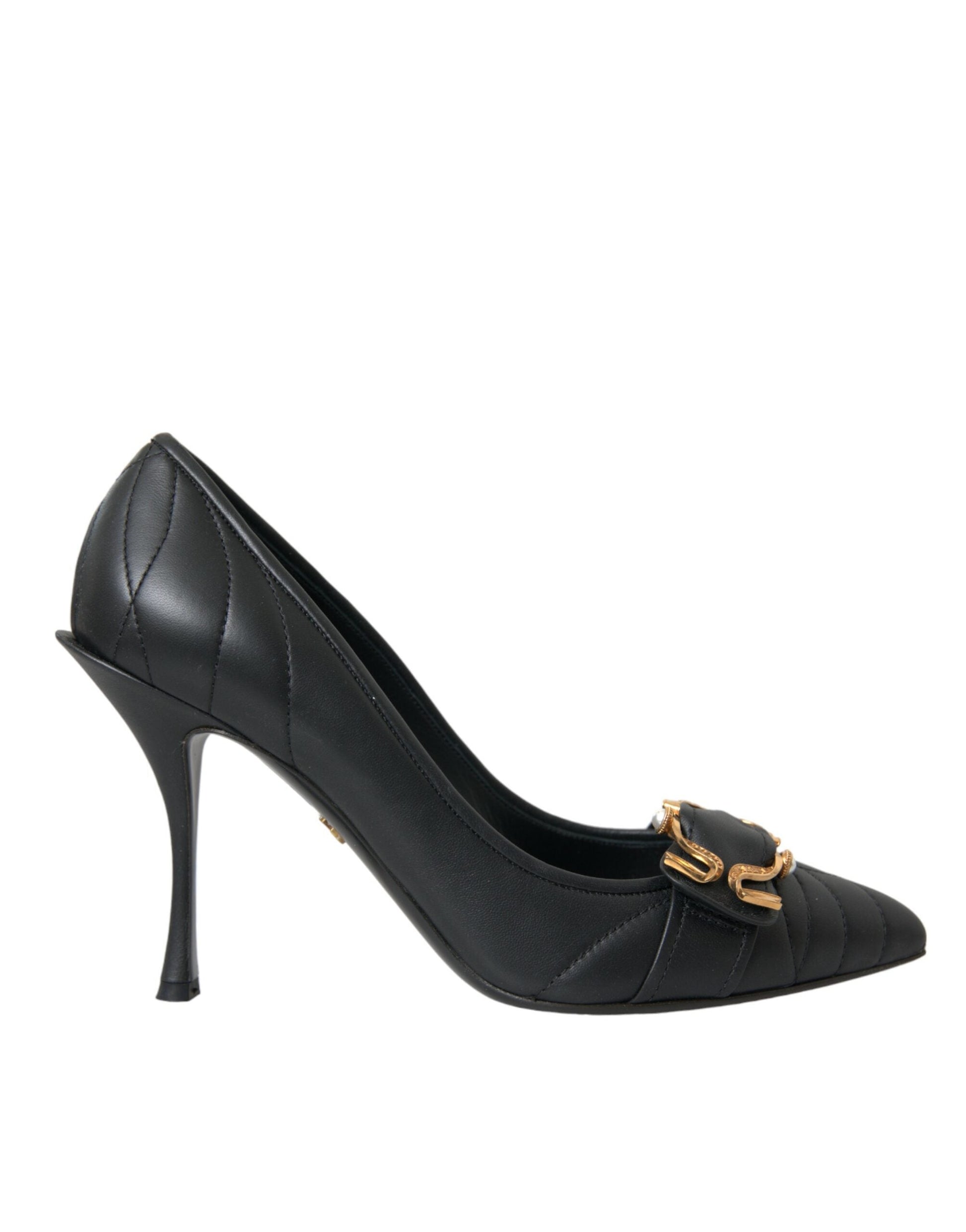 Dolce & Gabbana Black Devotion Leather Heels Pumps Shoes | Fashionsarah.com