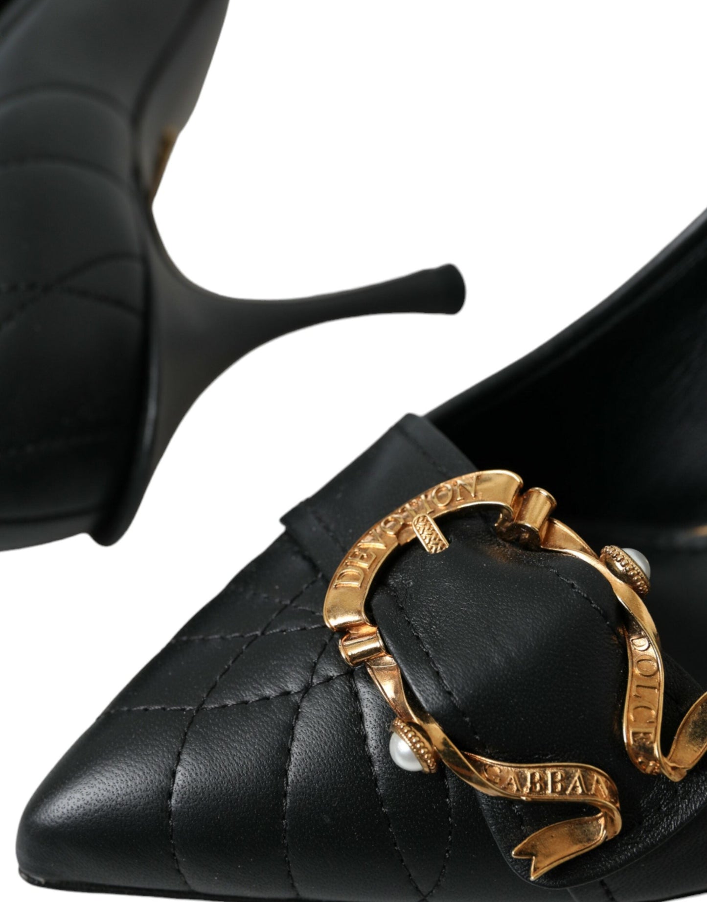 Dolce & Gabbana Black Devotion Leather Heels Pumps Shoes | Fashionsarah.com