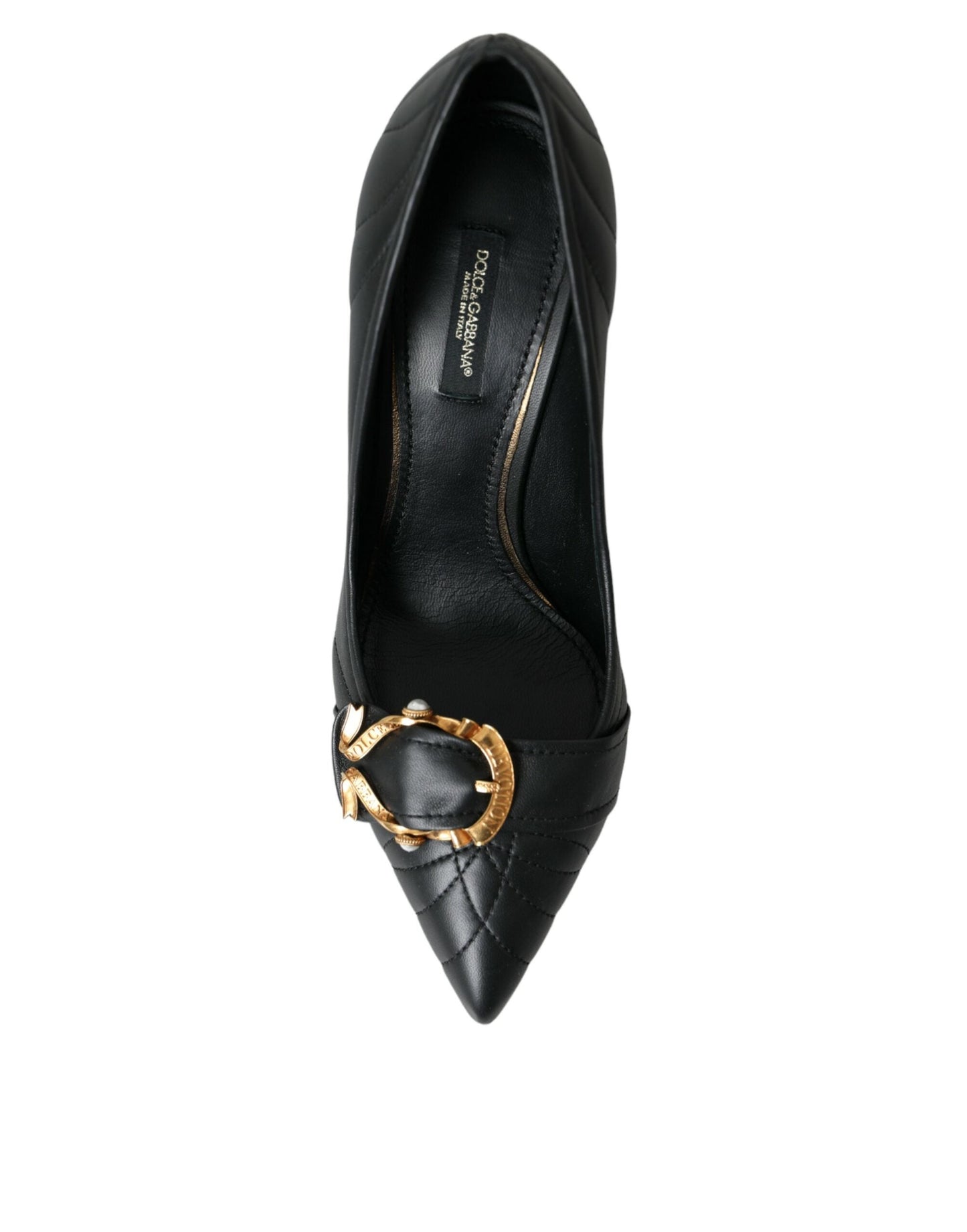 Dolce & Gabbana Black Devotion Leather Heels Pumps Shoes | Fashionsarah.com