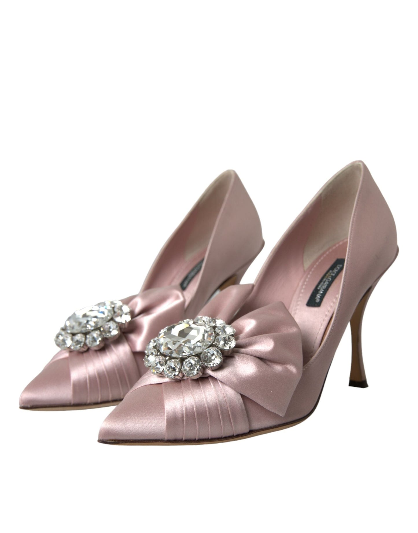 Dolce & Gabbana Pink Satin Crystal High Heels Pumps Shoes | Fashionsarah.com