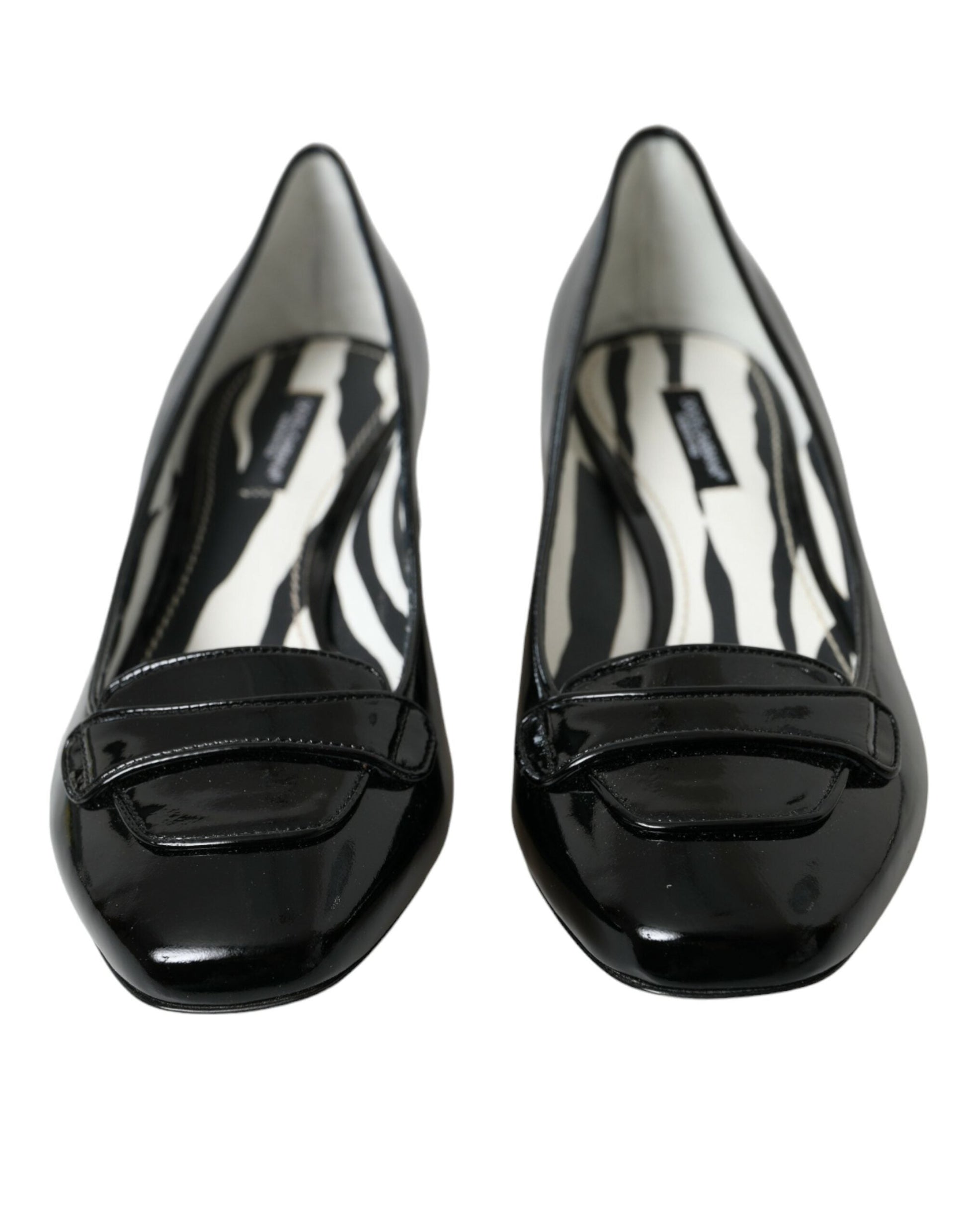 Fashionsarah.com Fashionsarah.com Dolce & Gabbana Black Patent Leather Block Heels Pumps Shoes