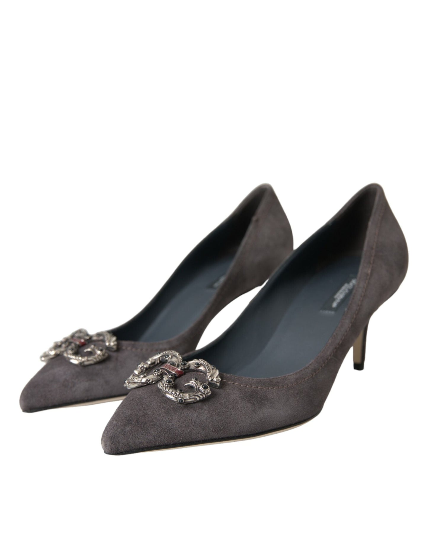 Dolce & Gabbana Gray Amore Suede Bellucci Heels Pumps Shoes | Fashionsarah.com