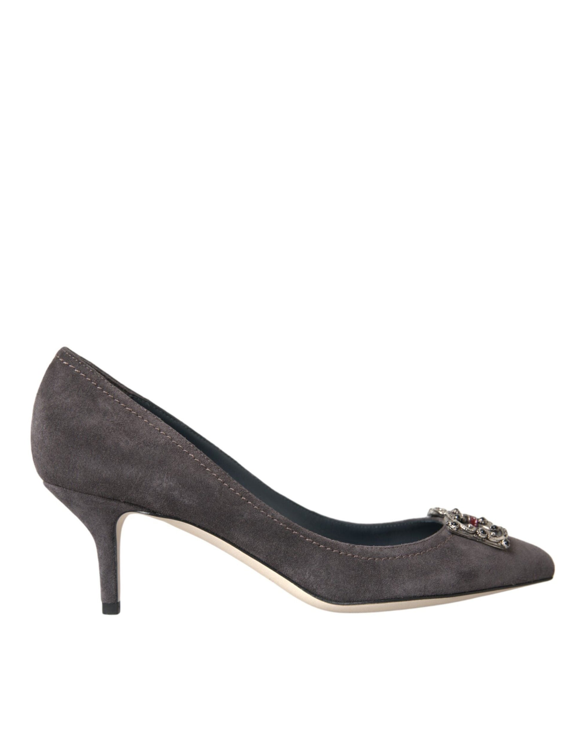 Dolce & Gabbana Gray Amore Suede Bellucci Heels Pumps Shoes | Fashionsarah.com