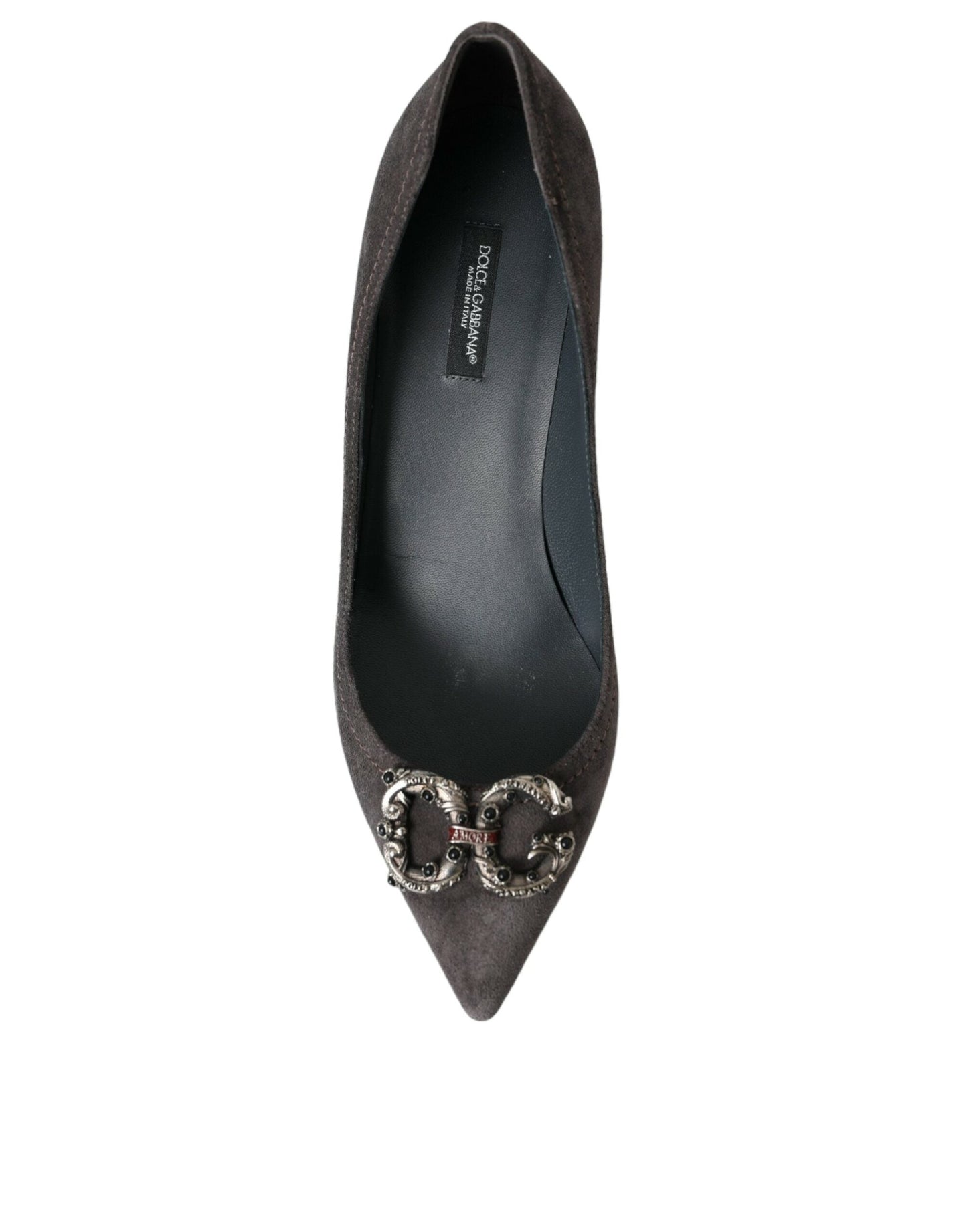 Dolce & Gabbana Gray Amore Suede Bellucci Heels Pumps Shoes | Fashionsarah.com