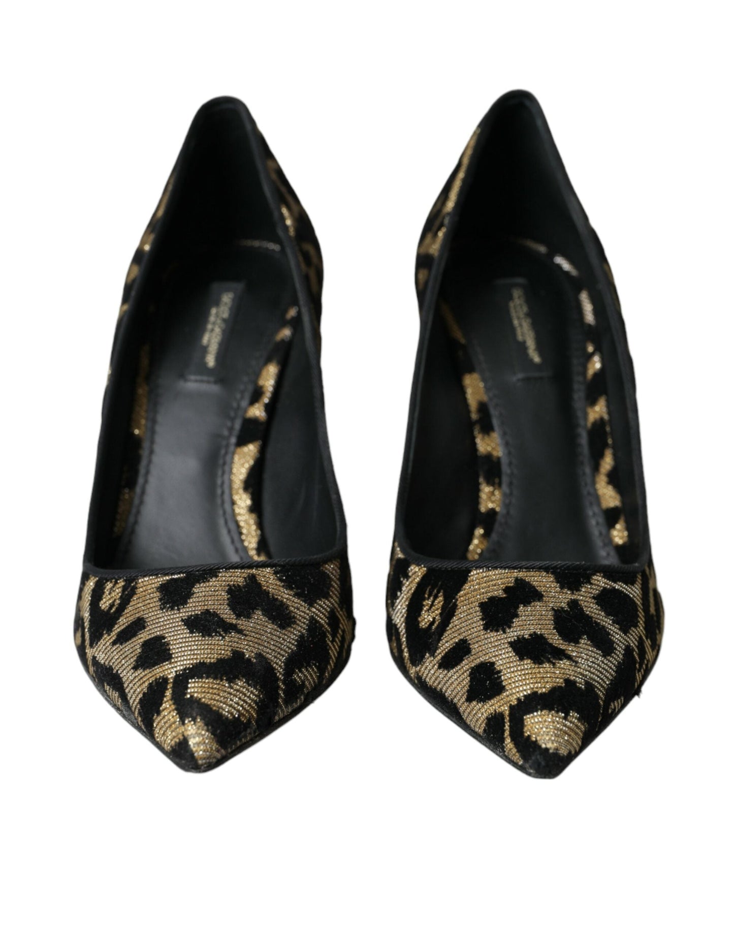 Dolce & Gabbana Black Gold Leopard Lurex Heels Pumps Shoes | Fashionsarah.com