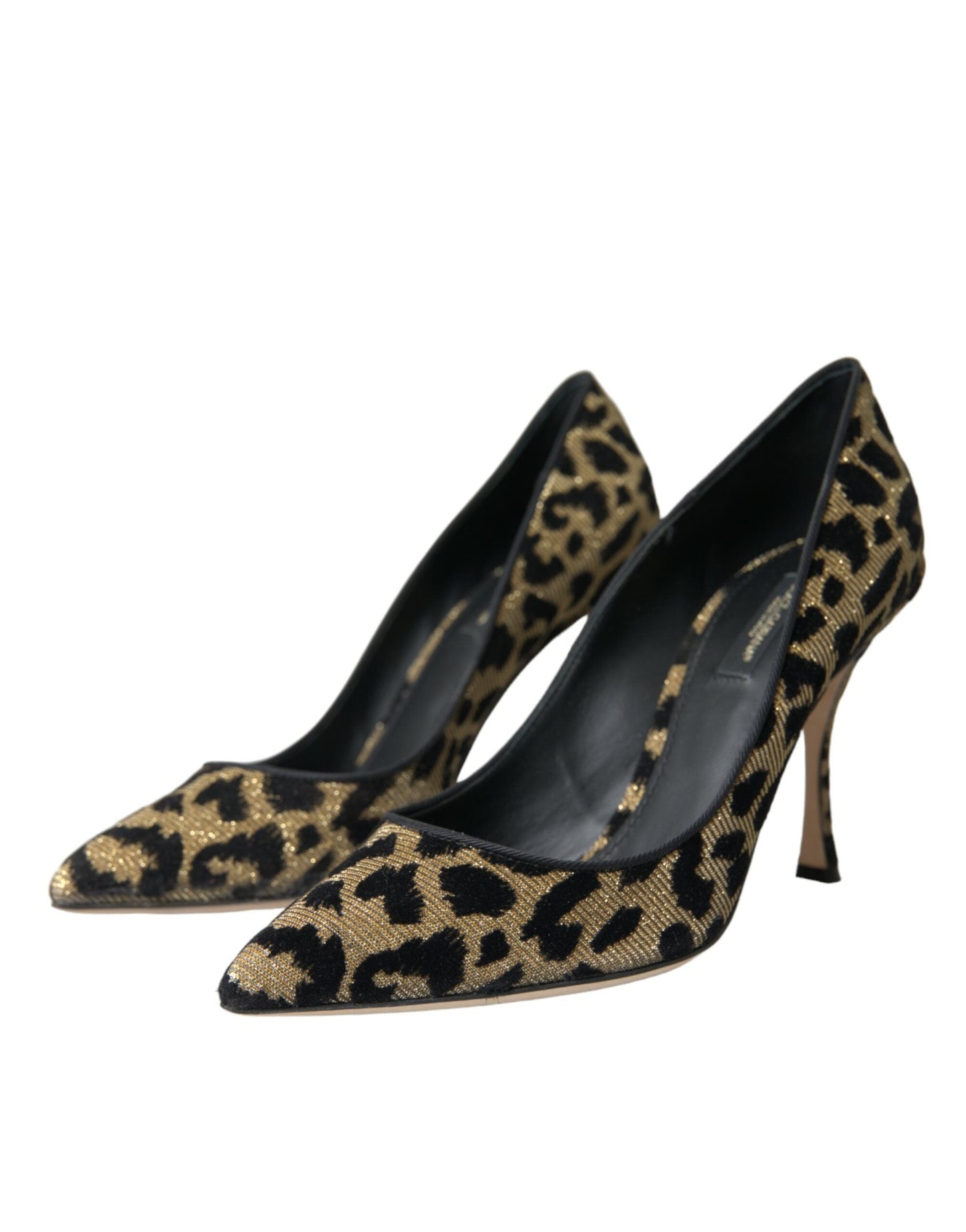 Dolce & Gabbana Black Gold Leopard Lurex Heels Pumps Shoes | Fashionsarah.com