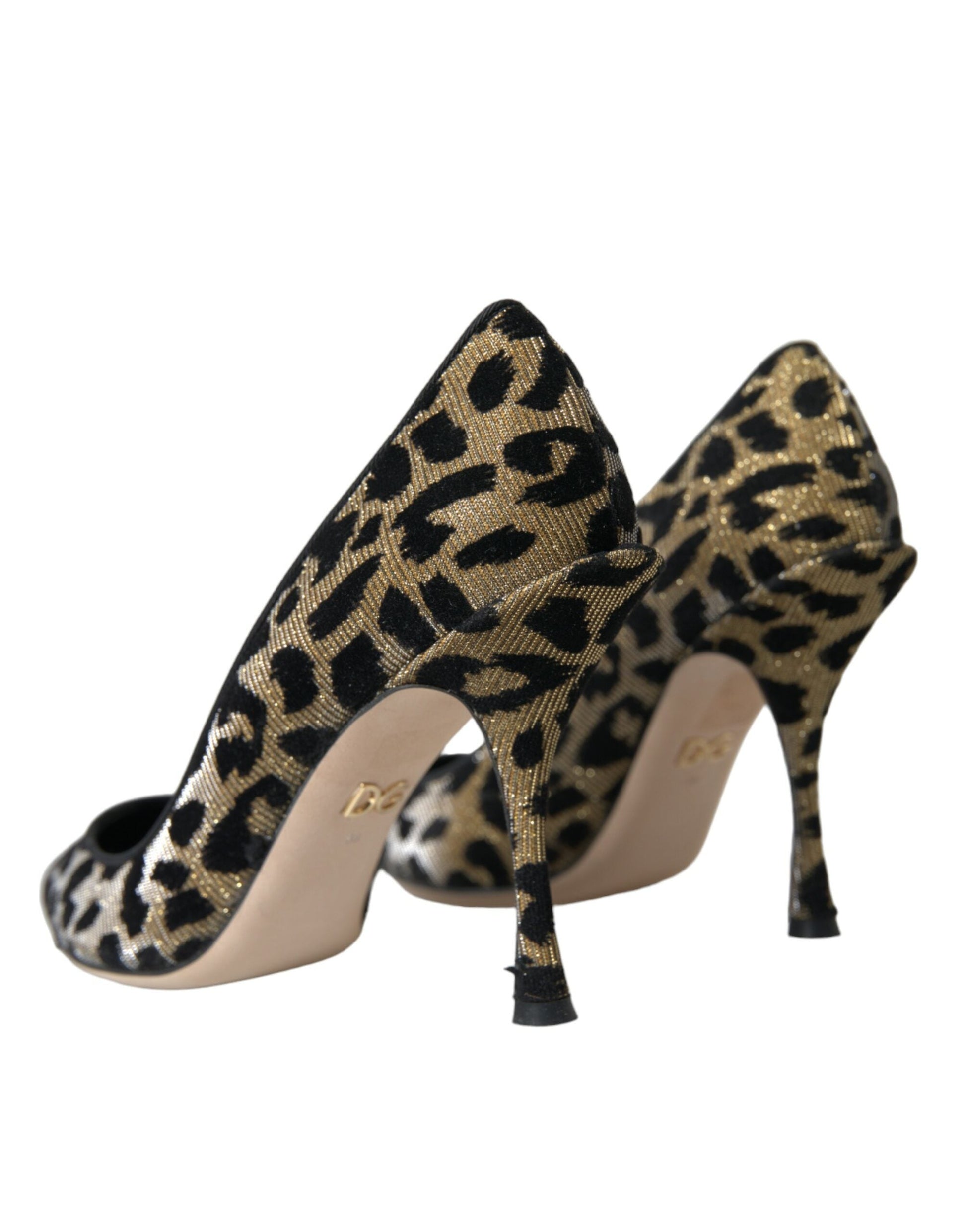 Dolce & Gabbana Black Gold Leopard Lurex Heels Pumps Shoes | Fashionsarah.com