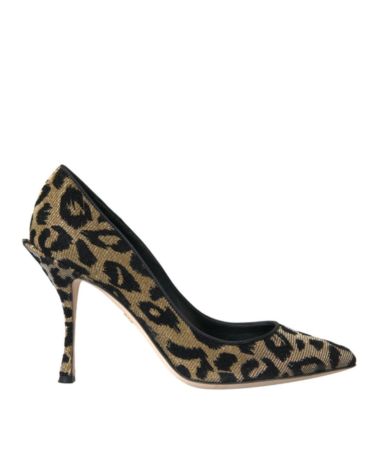 Dolce & Gabbana Black Gold Leopard Lurex Heels Pumps Shoes | Fashionsarah.com