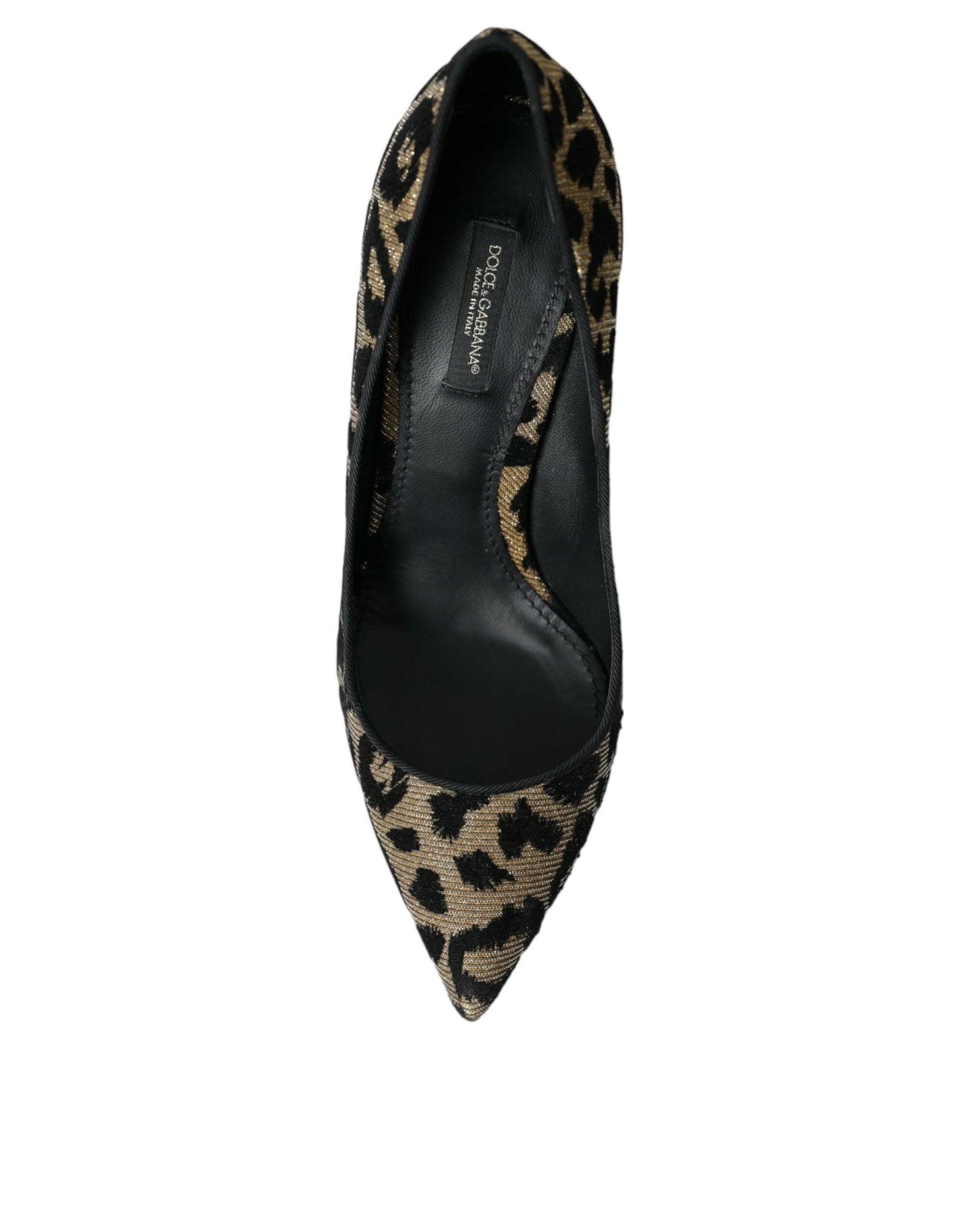 Dolce & Gabbana Black Gold Leopard Lurex Heels Pumps Shoes | Fashionsarah.com