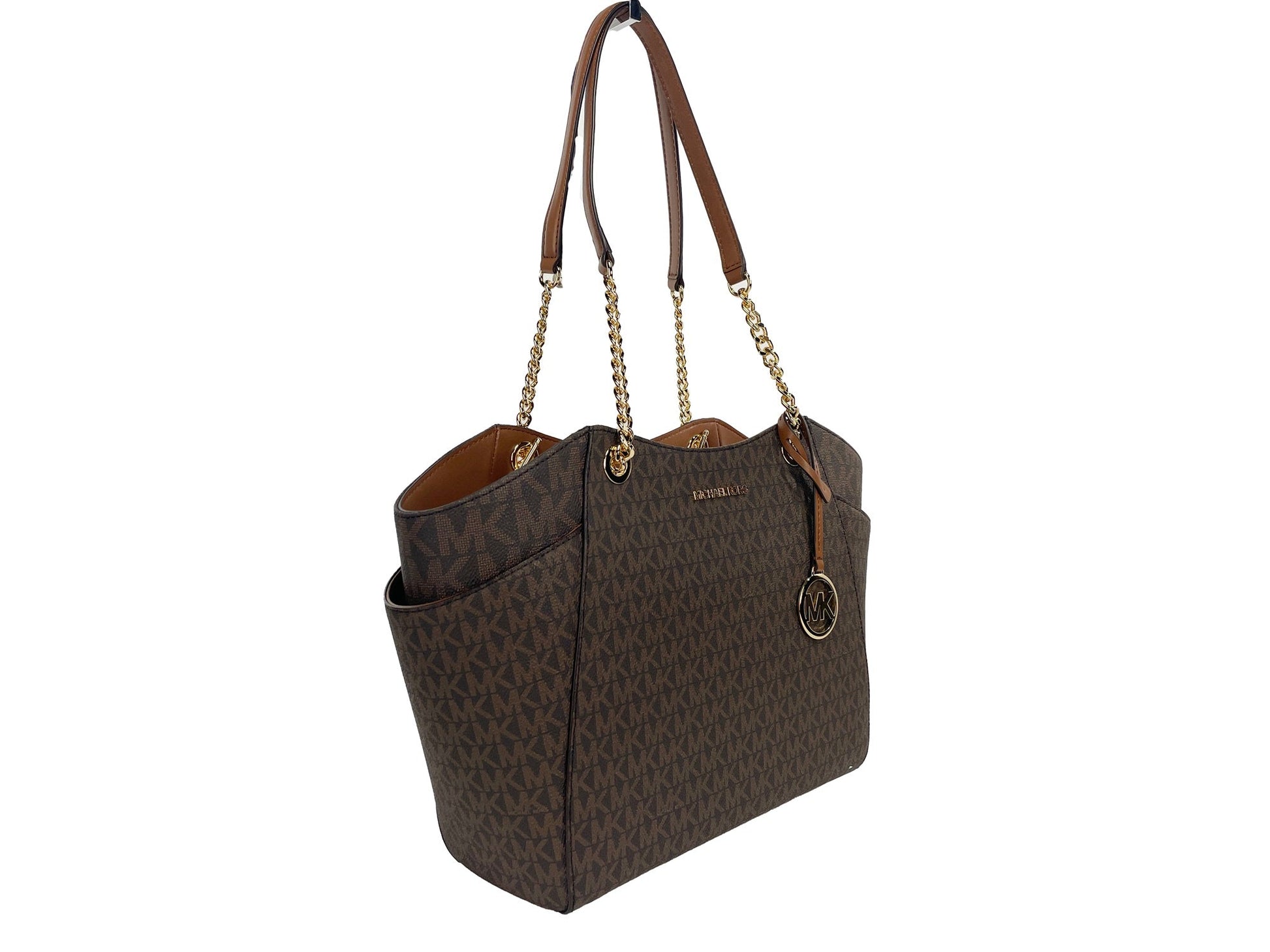 Michael Kors Jet Set Large Chain Brown Shoulder Tote Bag | Fashionsarah.com