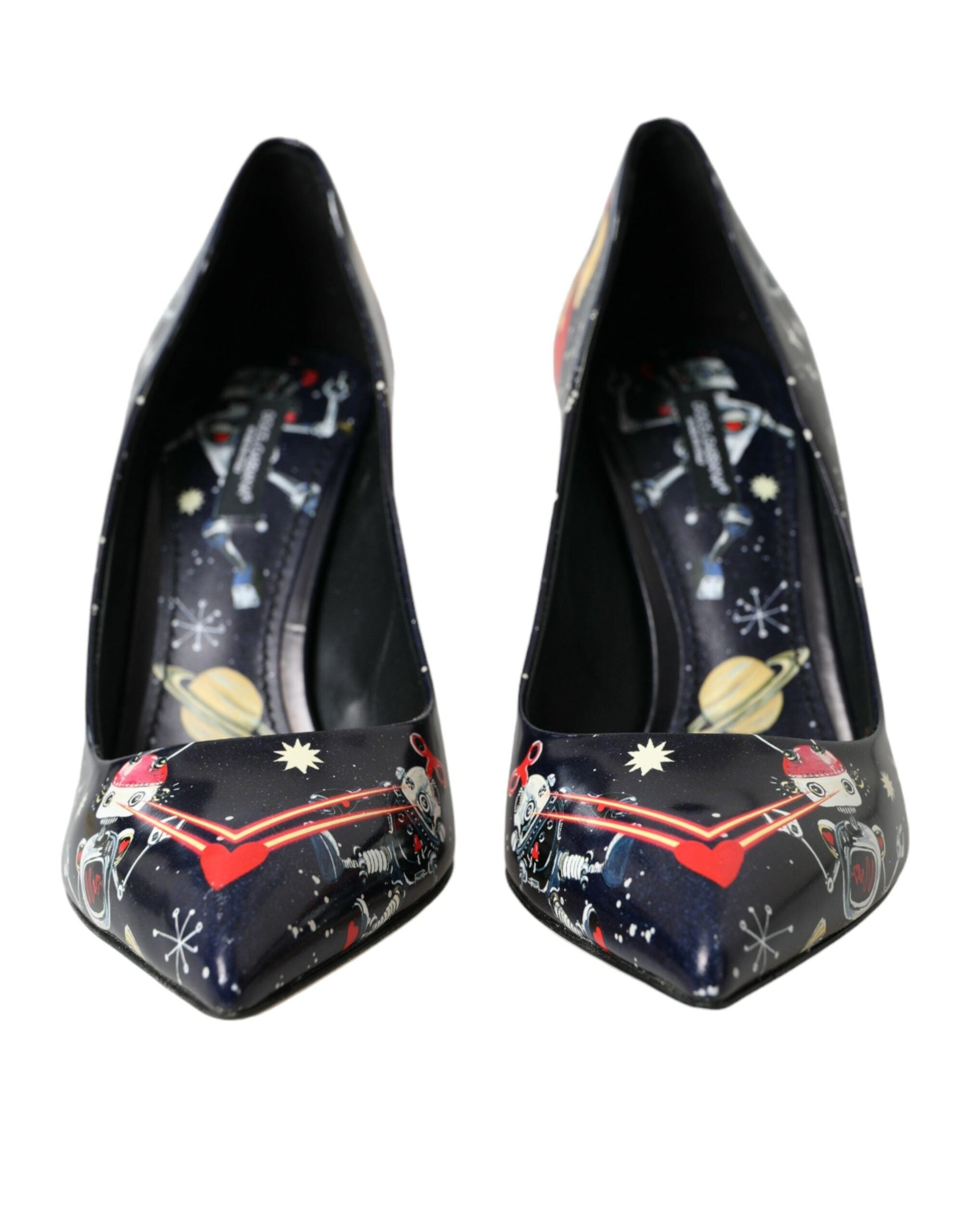 Dolce & Gabbana Blue Space Robot Leather Heels Pumps Shoes | Fashionsarah.com