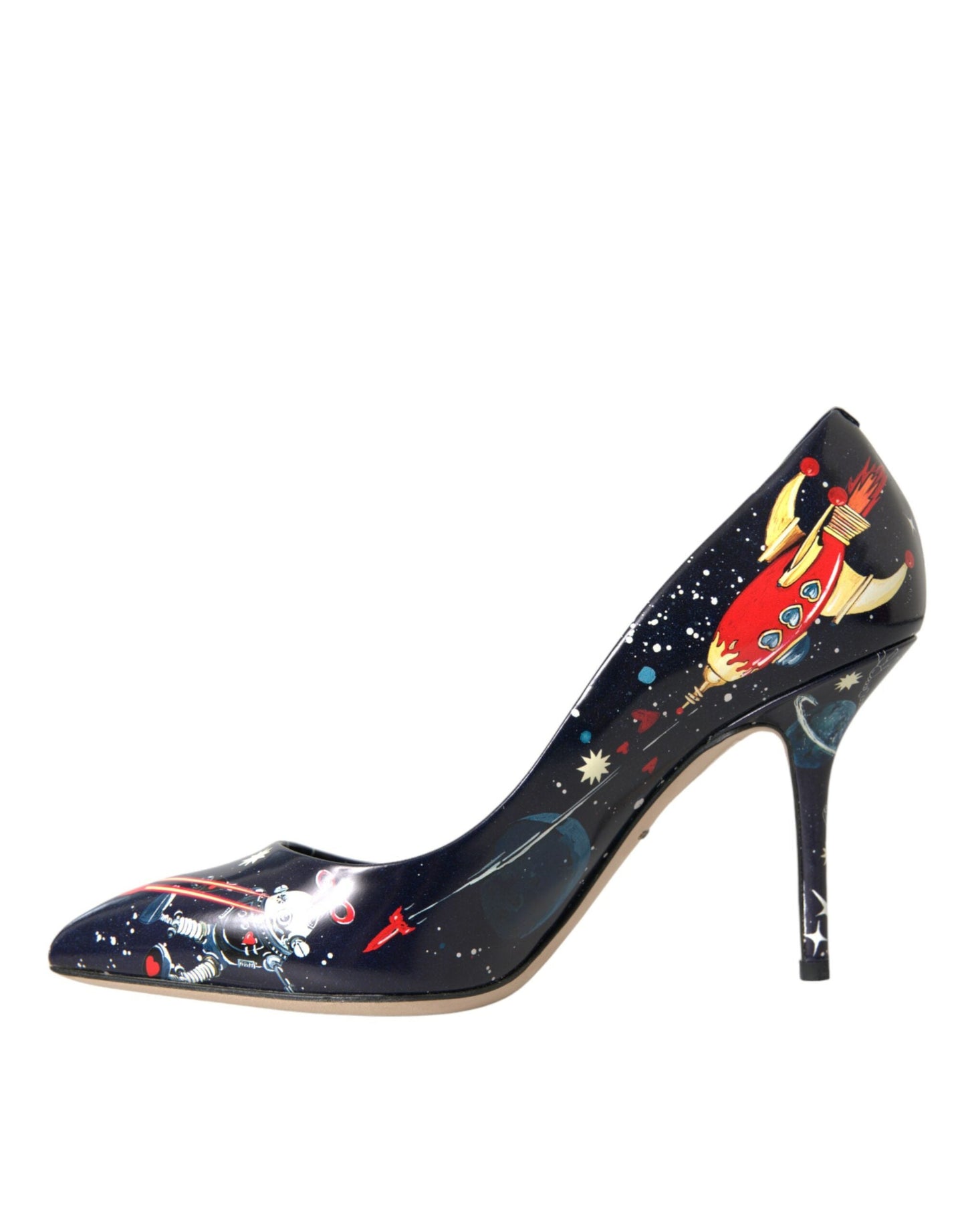 Dolce & Gabbana Blue Space Robot Leather Heels Pumps Shoes | Fashionsarah.com