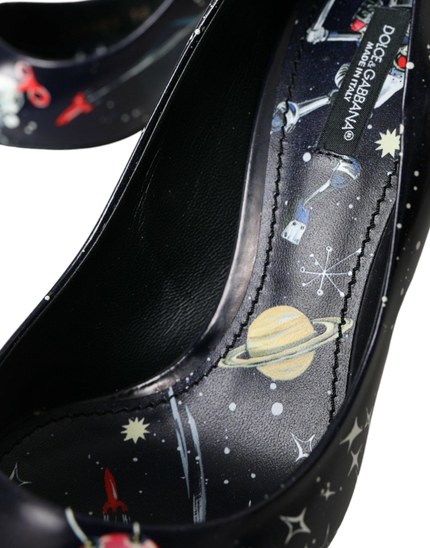 Dolce & Gabbana Blue Space Robot Leather Heels Pumps Shoes | Fashionsarah.com