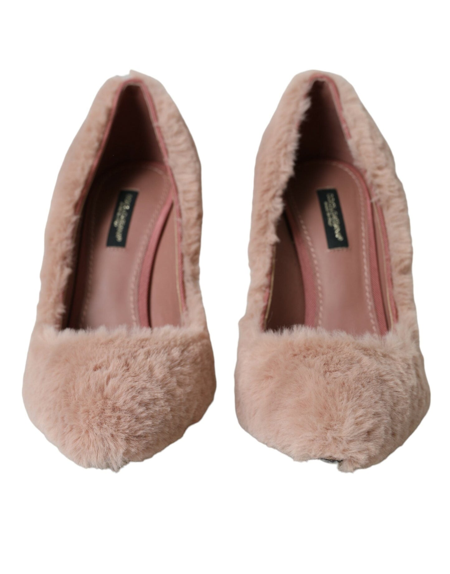 Dolce & Gabbana Light Pink Faux Fur Heels Pumps Shoes | Fashionsarah.com