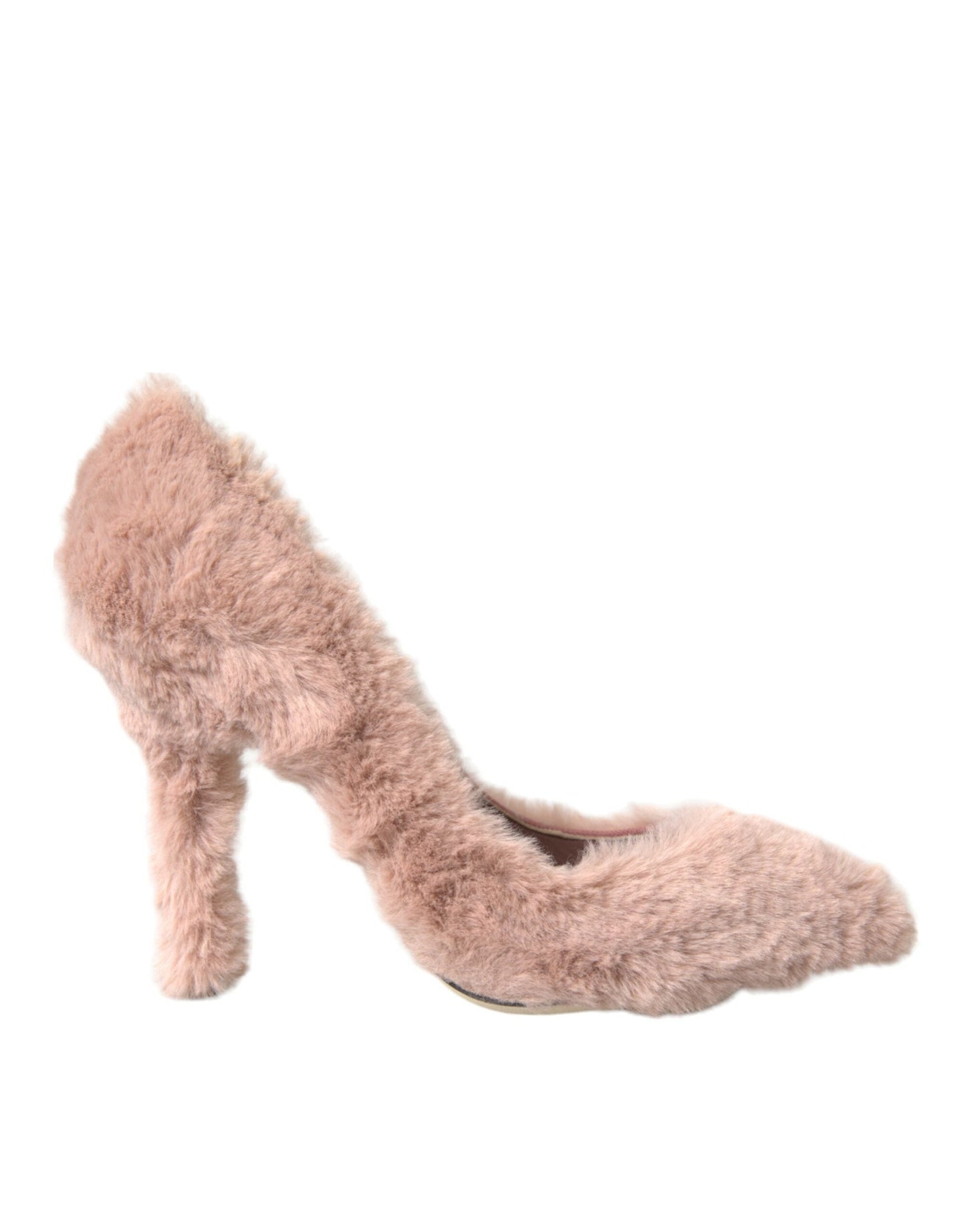 Dolce & Gabbana Light Pink Faux Fur Heels Pumps Shoes | Fashionsarah.com