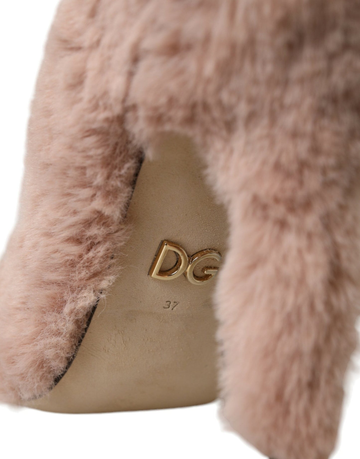 Dolce & Gabbana Light Pink Faux Fur Heels Pumps Shoes | Fashionsarah.com