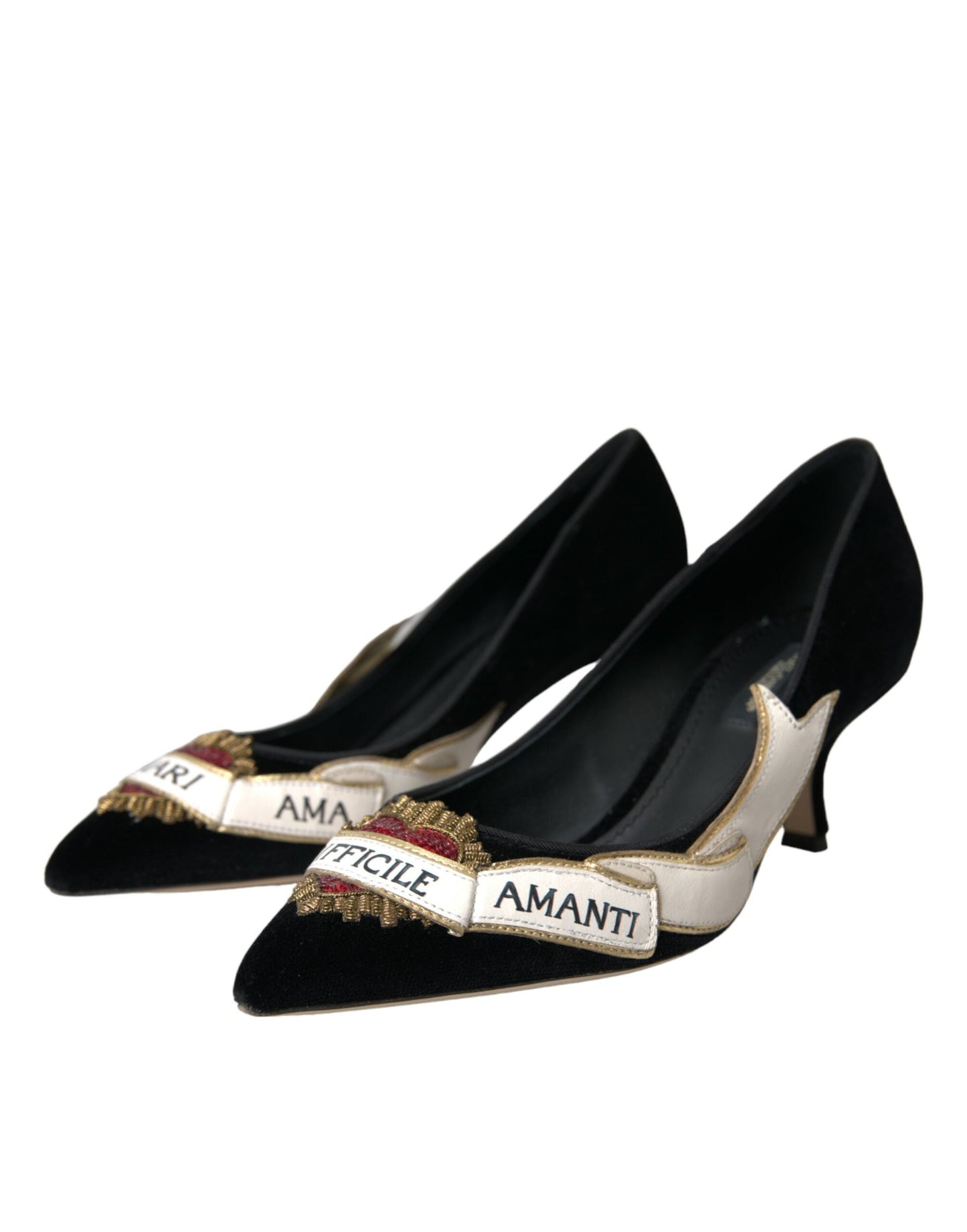 Dolce & Gabbana Black Suede Leather Amari Heels Pumps Shoes | Fashionsarah.com