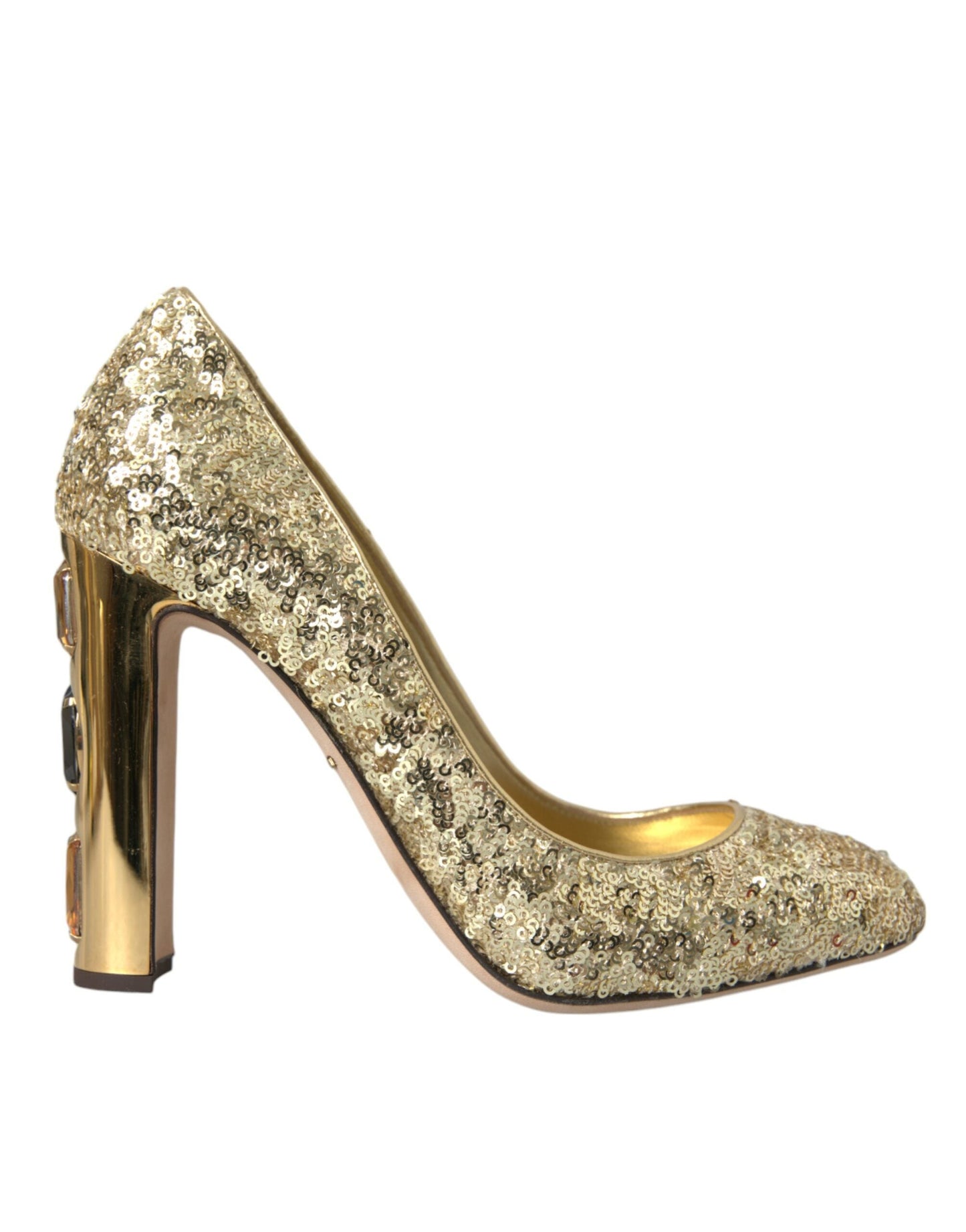 Dolce & Gabbana Gold Sequin Crystal Heels Pumps Shoes | Fashionsarah.com