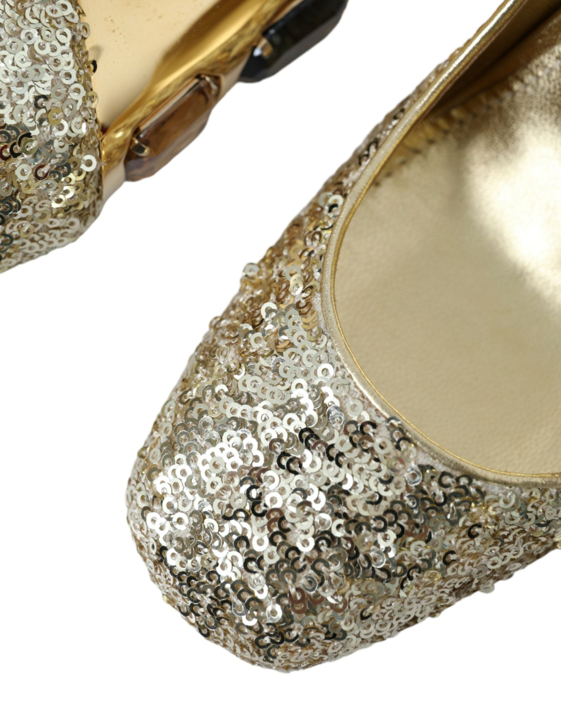 Dolce & Gabbana Gold Sequin Crystal Heels Pumps Shoes | Fashionsarah.com