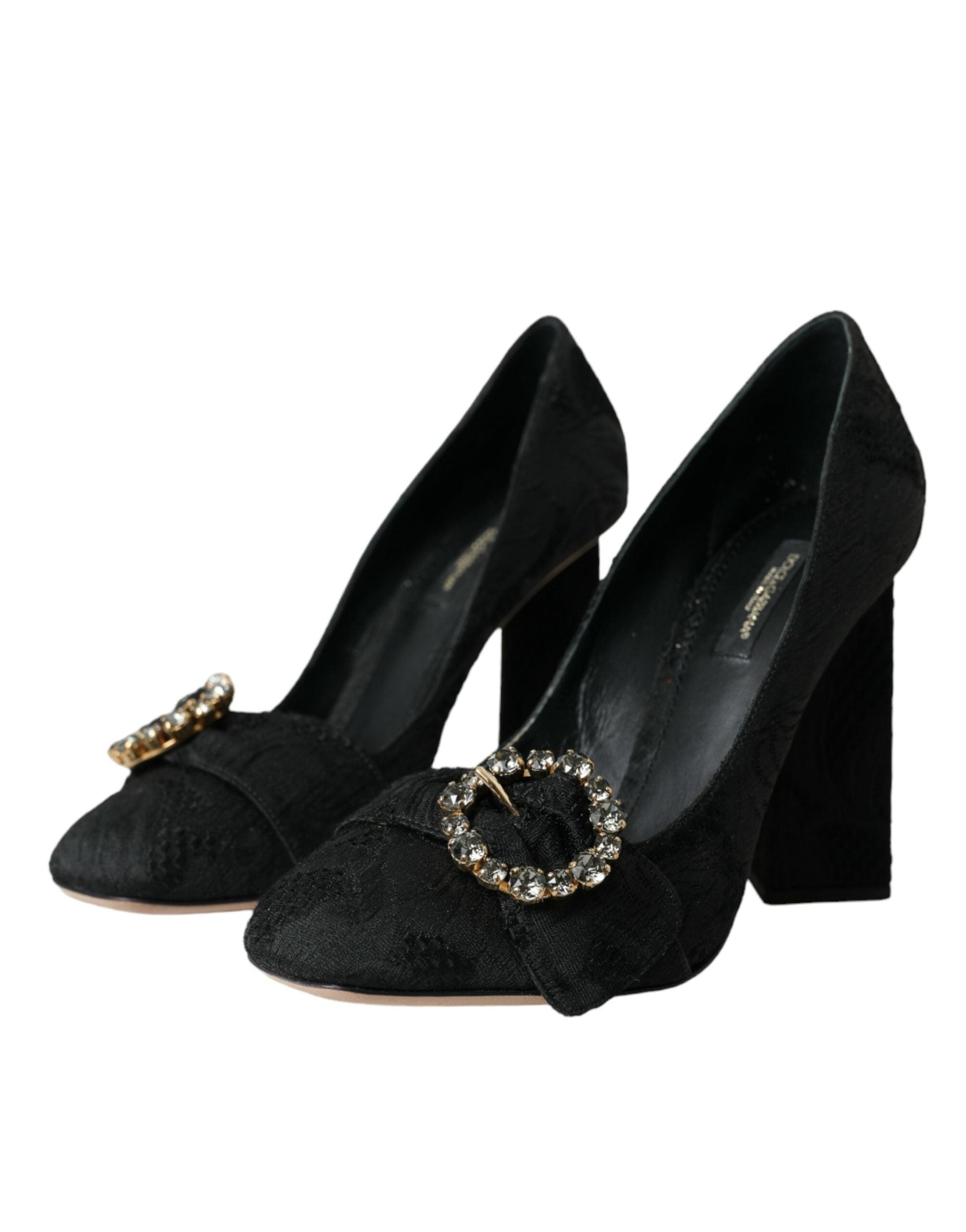 Dolce & Gabbana Black Brocade Crystals Heels Pumps Shoes | Fashionsarah.com