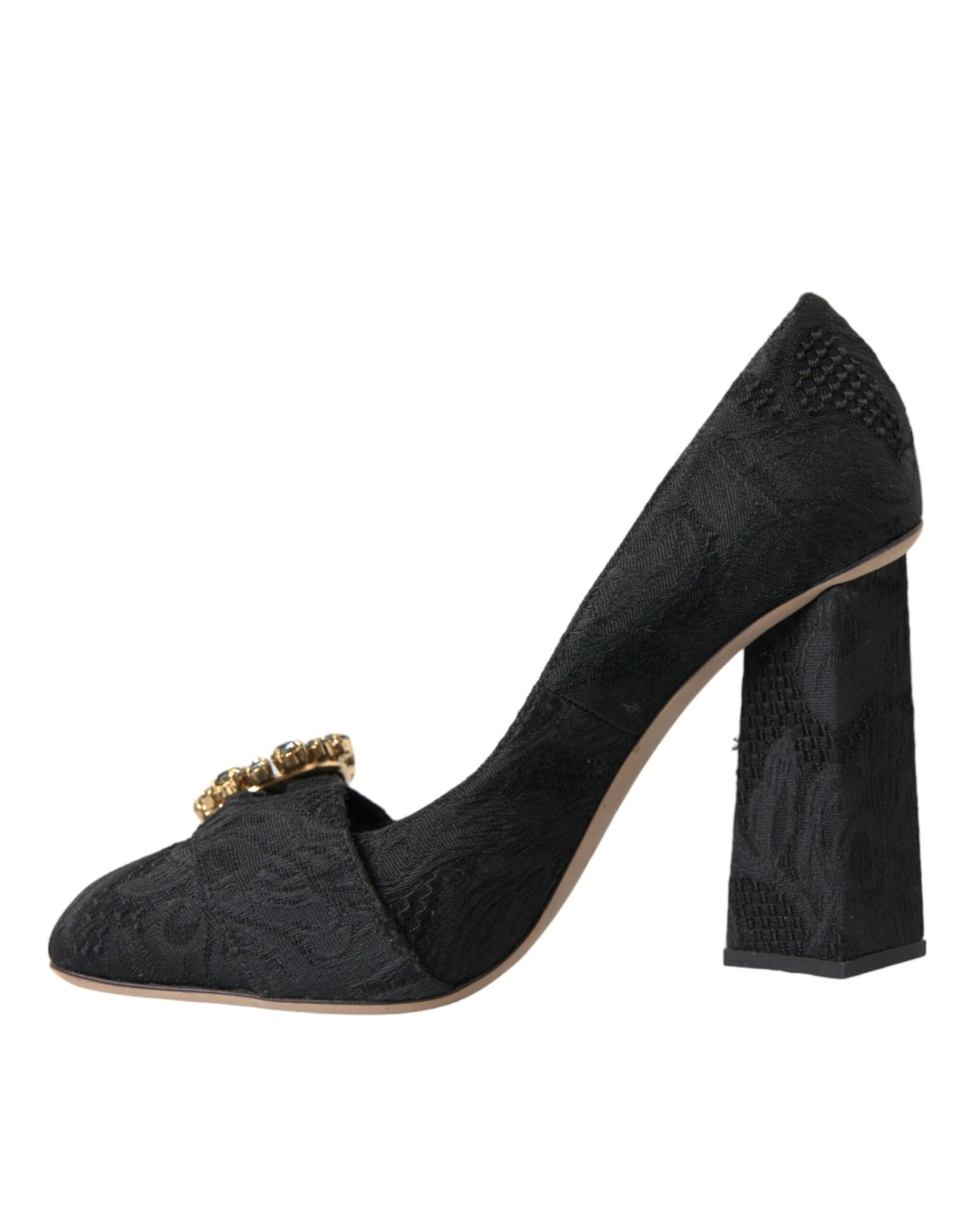 Dolce & Gabbana Black Brocade Crystals Heels Pumps Shoes | Fashionsarah.com