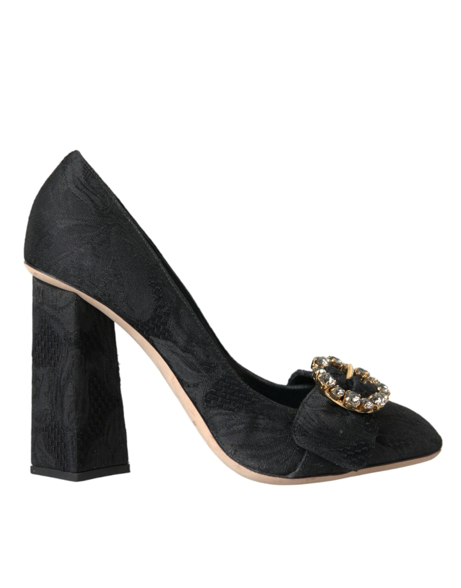 Dolce & Gabbana Black Brocade Crystals Heels Pumps Shoes | Fashionsarah.com