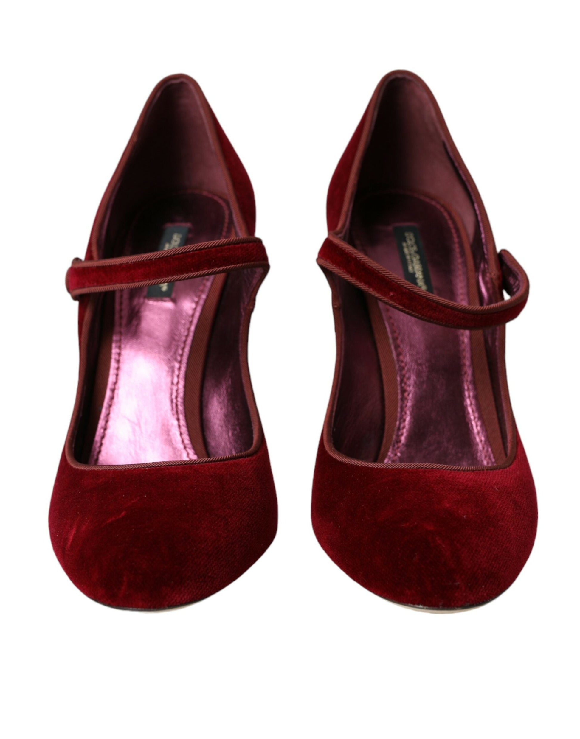 Dolce & Gabbana Red Velvet Gold Crystals Heels Mary Jane Shoes | Fashionsarah.com