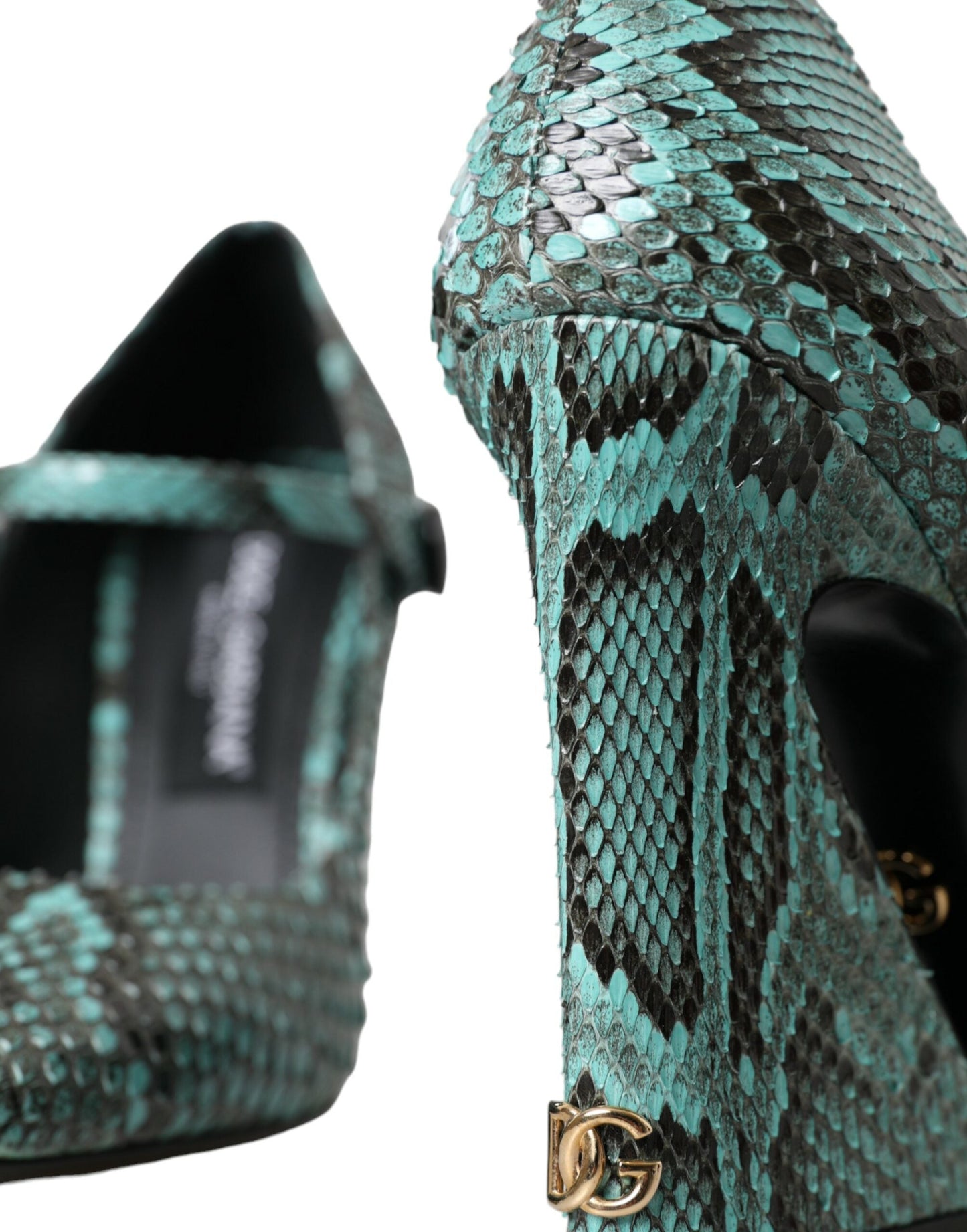 Dolce & Gabbana Aqua Python Leather Mary Jane Pumps Shoes | Fashionsarah.com