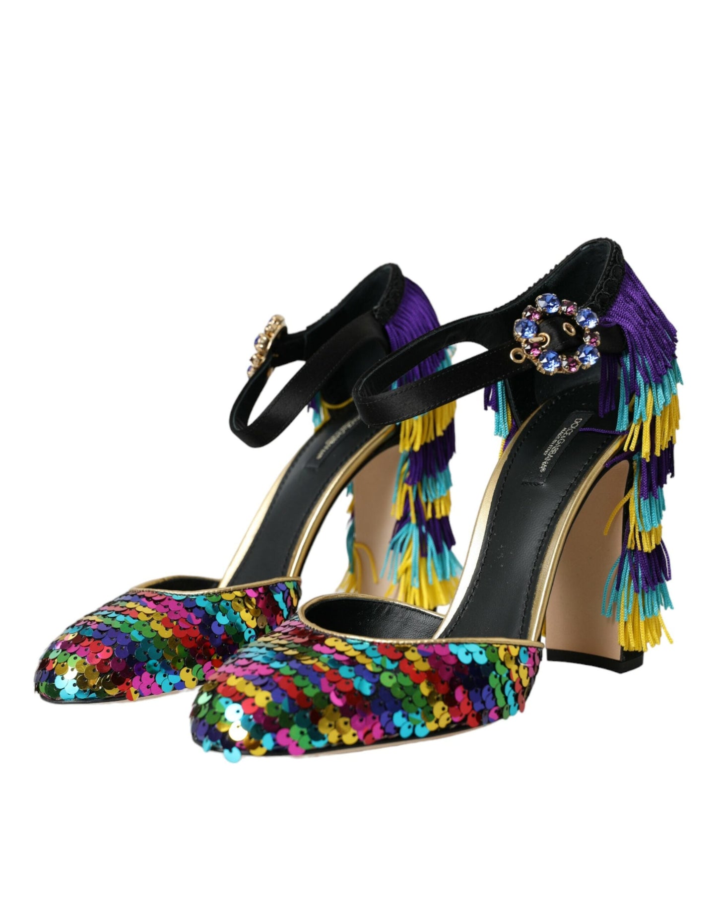 Dolce & Gabbana Multicolor Sequin Crystal Mary Jane Shoes | Fashionsarah.com