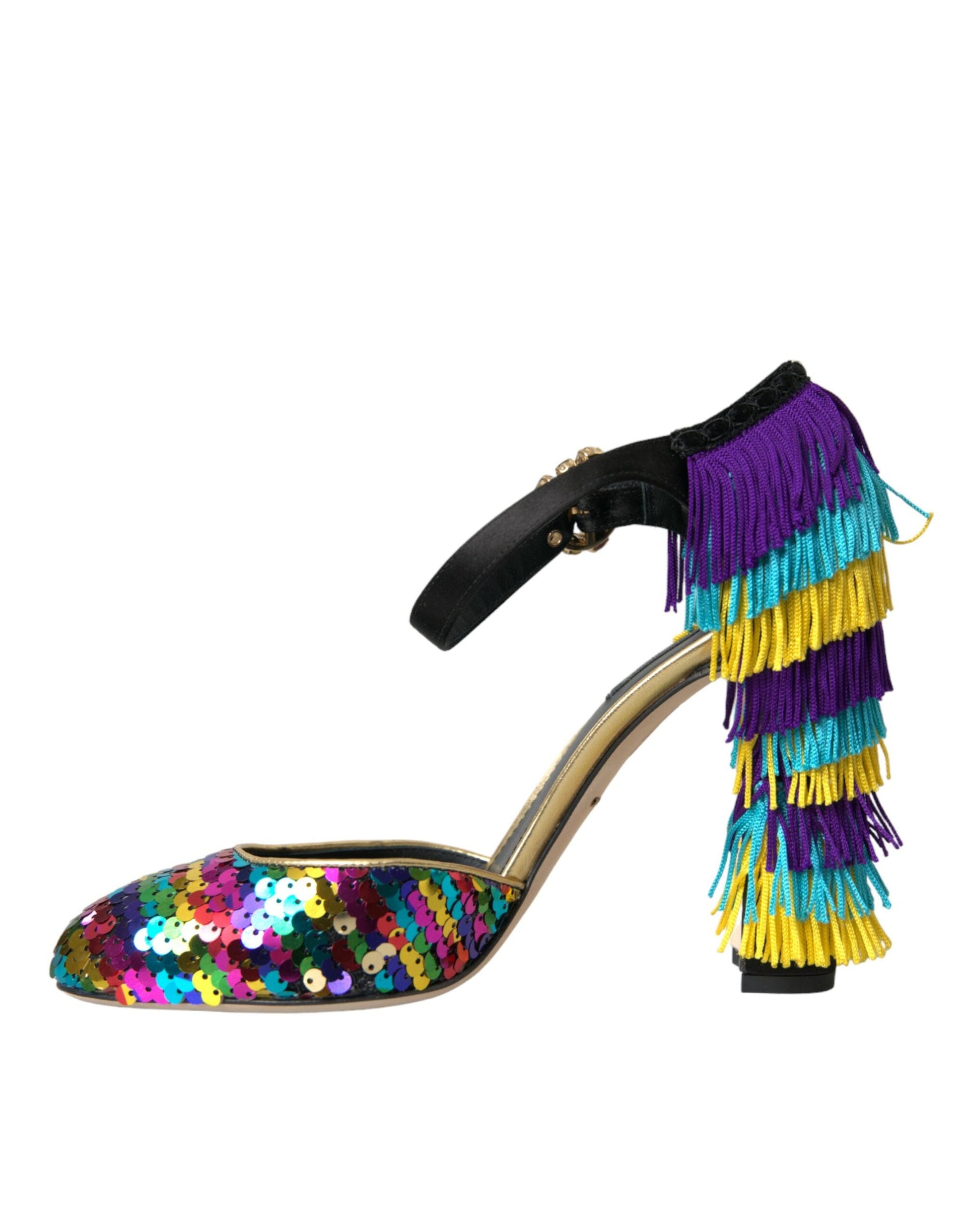 Dolce & Gabbana Multicolor Sequin Crystal Mary Jane Shoes | Fashionsarah.com