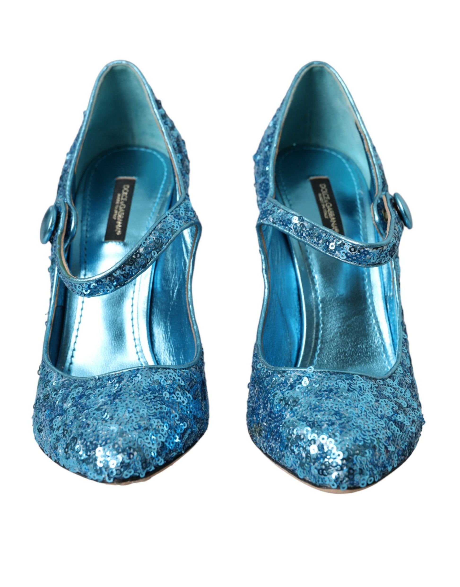 Dolce & Gabbana Blue Sequin Mary Jane Pumps High Heels Shoes | Fashionsarah.com