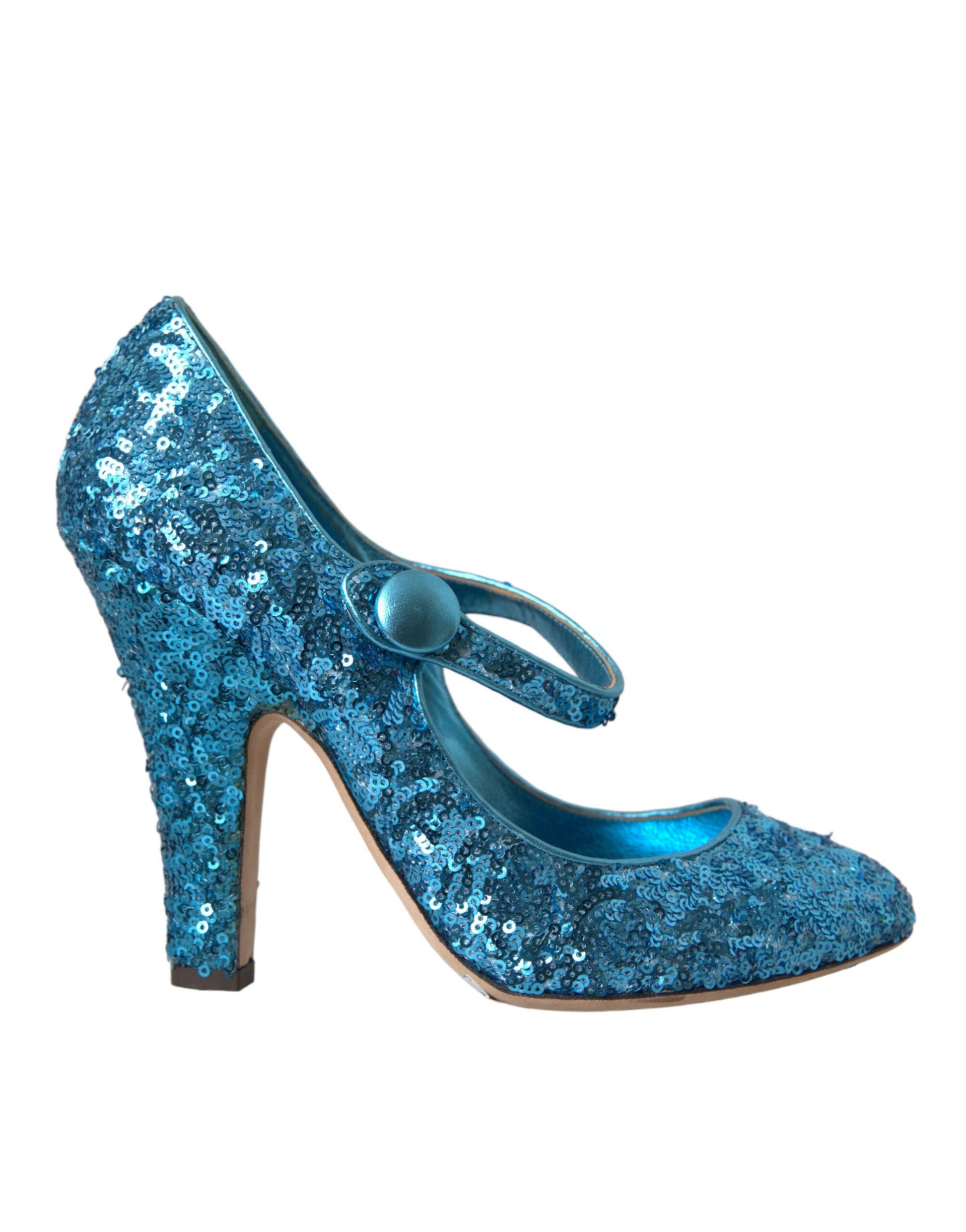 Dolce & Gabbana Blue Sequin Mary Jane Pumps High Heels Shoes | Fashionsarah.com